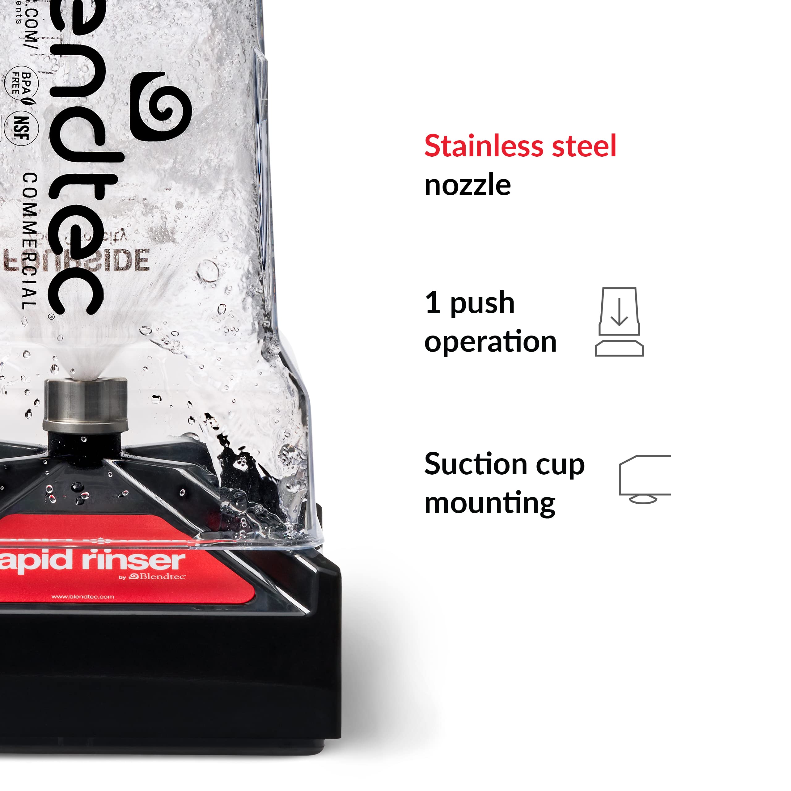 Blendtec Rapid Rinser - Commercial Blender Jar Cleaner for Blendtec - Black - Easy Kitchen Cleaning