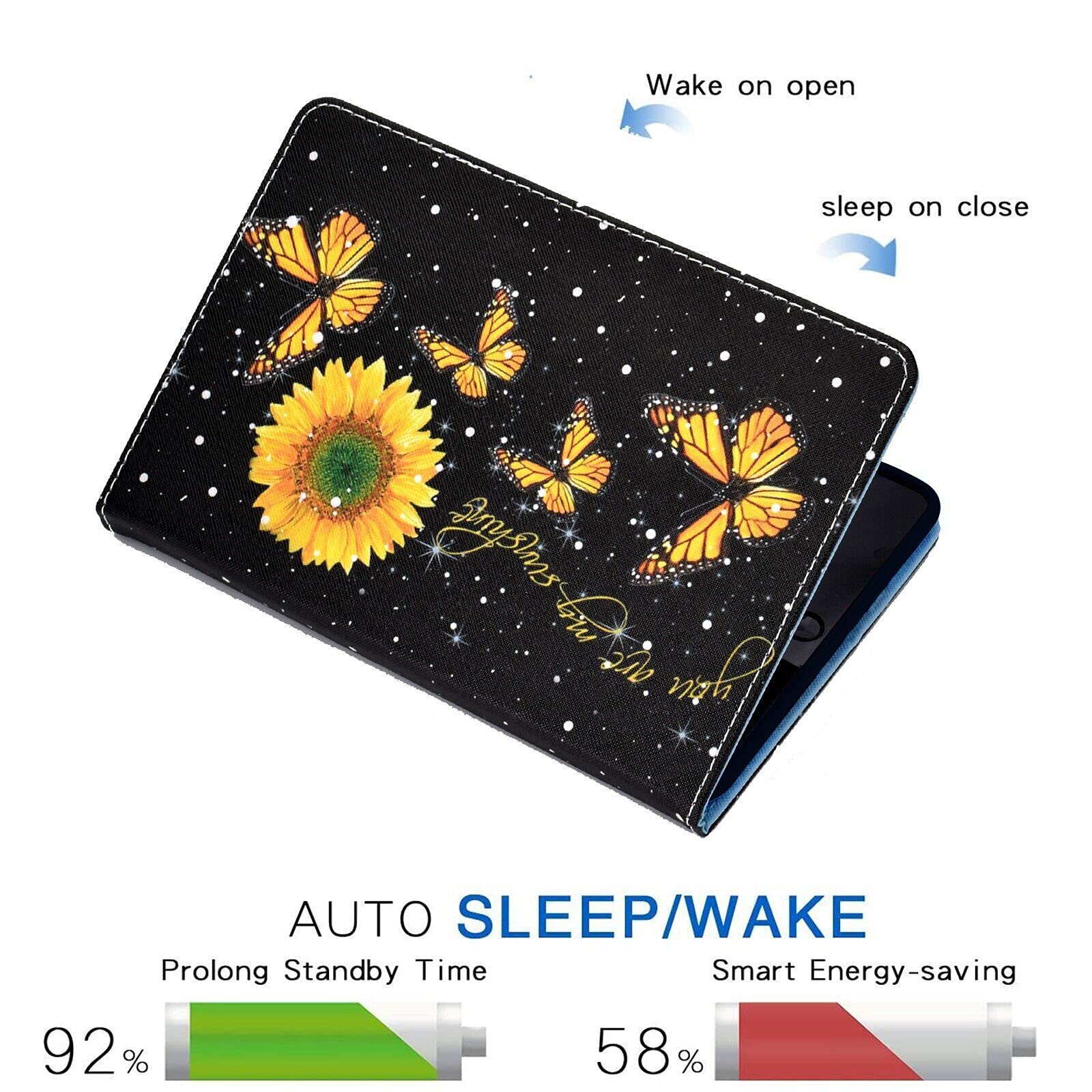 Premium PU Leather iPad Case for iPad 6th/5th Gen (2018/2017), iPad Pro 9.7/Air 2/Air 1 - Auto Sleep/Wake Sunflower Design Folio Stand Cover - Perfect for Work, School & Travel