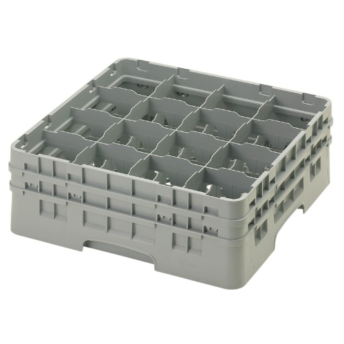 Cambro 16S534151 Camrack 16-Compartment Glass Dish Rack - Soft Gray | Durable Kitchen Organizer for Bars, Restaurants & Home Dishwashing Stations