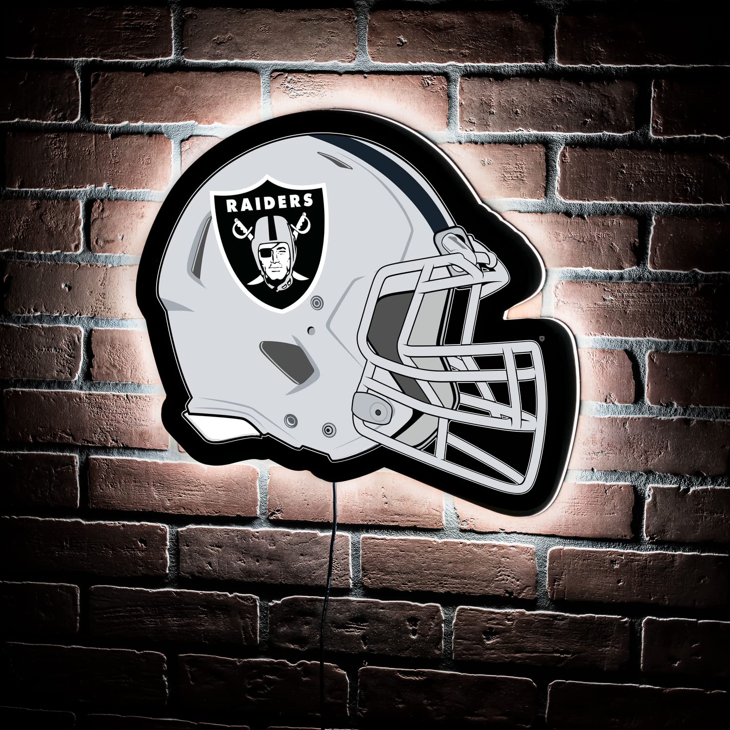 Team Sports America Evergreen NFL Las Vegas Raiders Ultra-Thin LED Light Wall Sign Decor - Full Size Replica Helmet (19.5 x 15 Inches) | Made in USA | Perfect for Game Room, Sports Bar & Man Cave Decor
