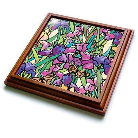 3D Rose Iris Trivet with Ceramic Tile - 8x8 Inch Heat Resistant Brown Kitchen Hot Pad for Pots, Pans & Serving Dishes - Perfect for Dining Tables, Countertops & Holiday Decor