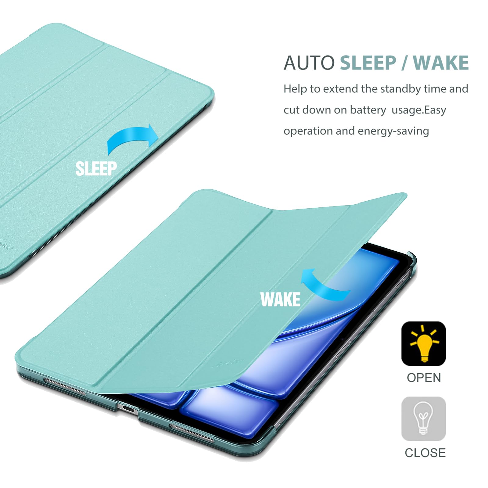 ProCase iPad Air 11-inch M3/M2 & 10.9-inch 5th/4th Gen Smart Protective Case - Shockproof Cover for iPad Air 2020-2025 (Airblue) - Perfect for Work, Travel & School Use