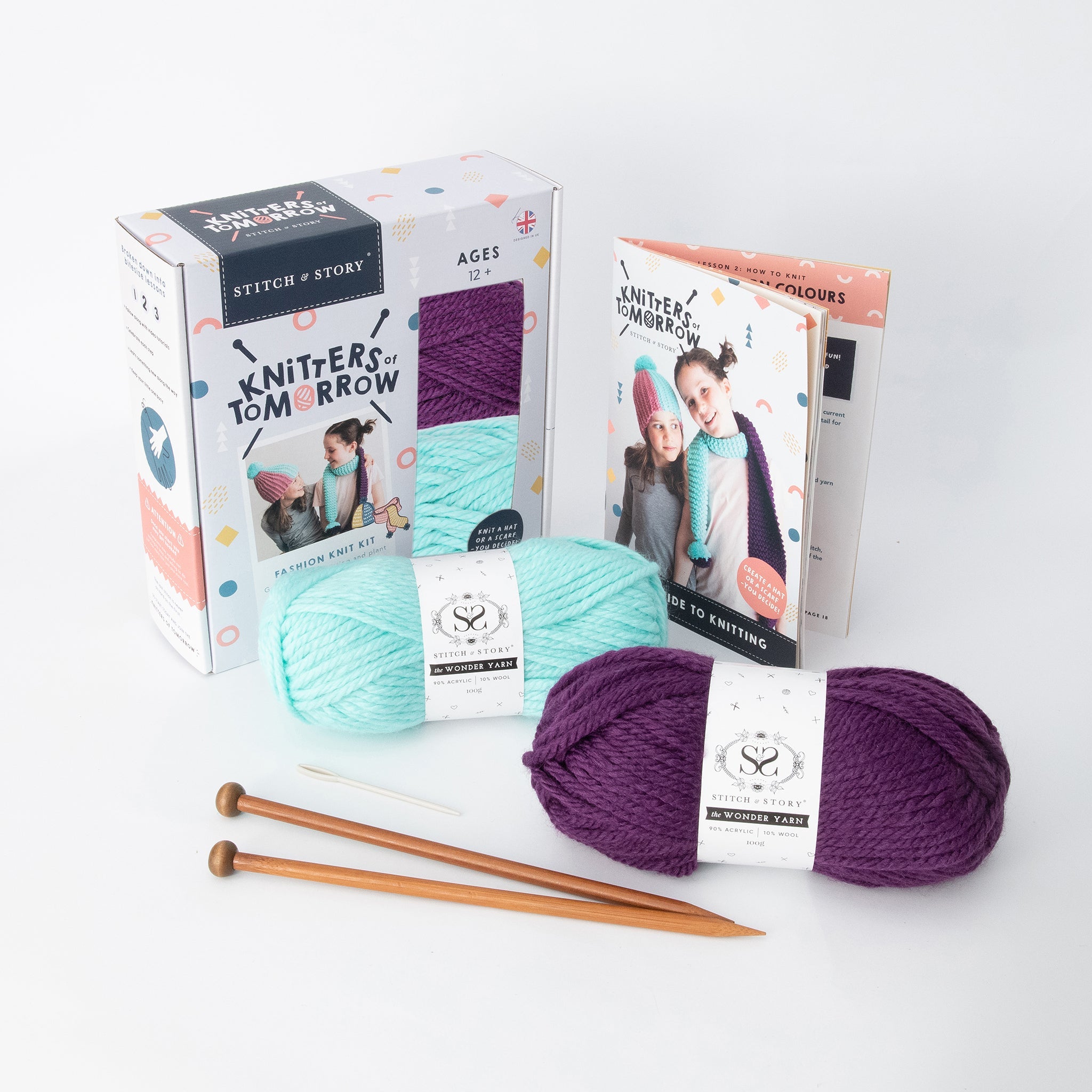 Kids Knitting Kit for Beginners - Complete Starter Set with Yarn, Needles & Instructions - Perfect for DIY Crafts, Gifts & Learning to Knit at Home