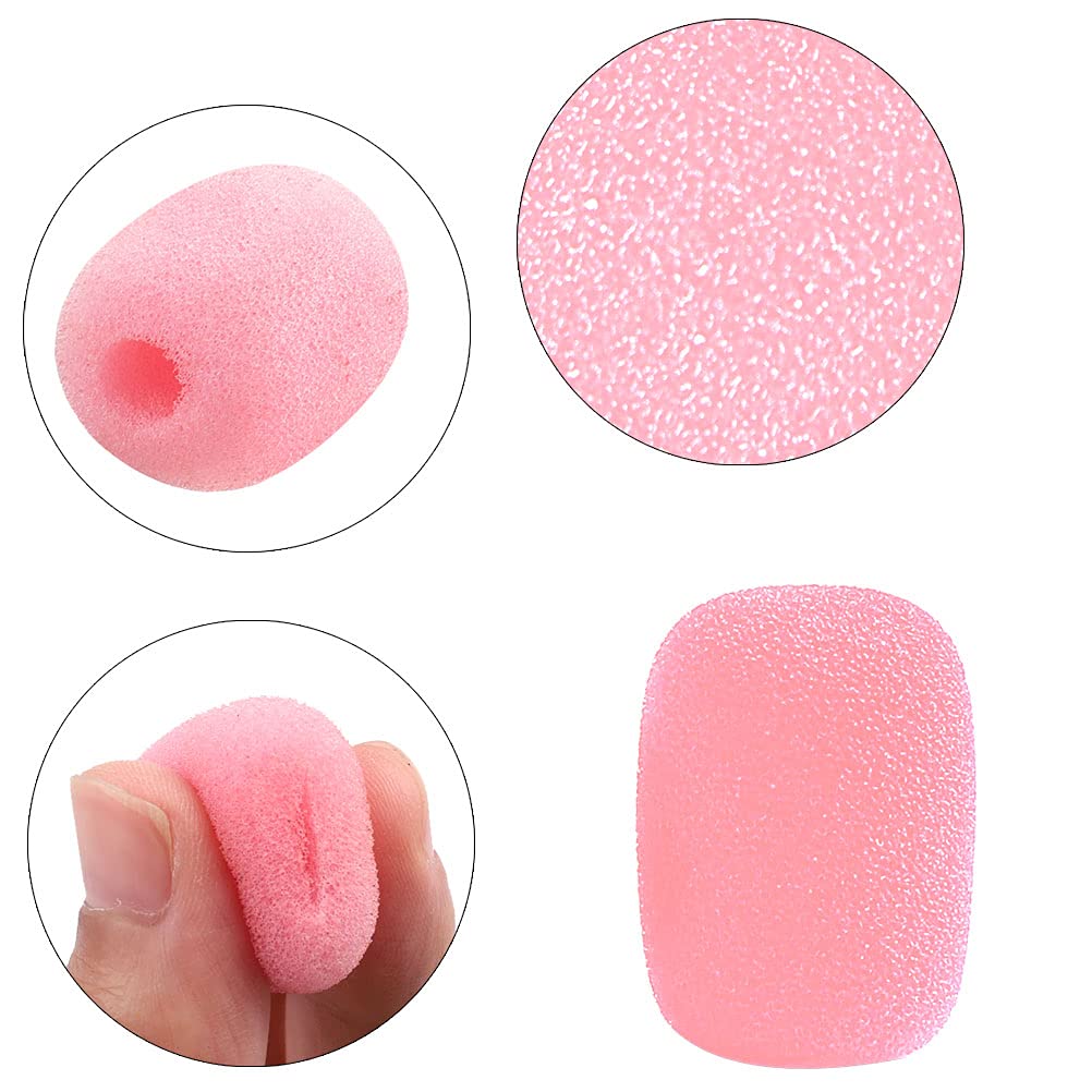 10 Pack Mini Lavalier Microphone Windscreens - Pink Sponge Foam Covers for Headset Mics | Christmas Stocking Stuffers & Podcasting, Karaoke, Video Recording Accessories