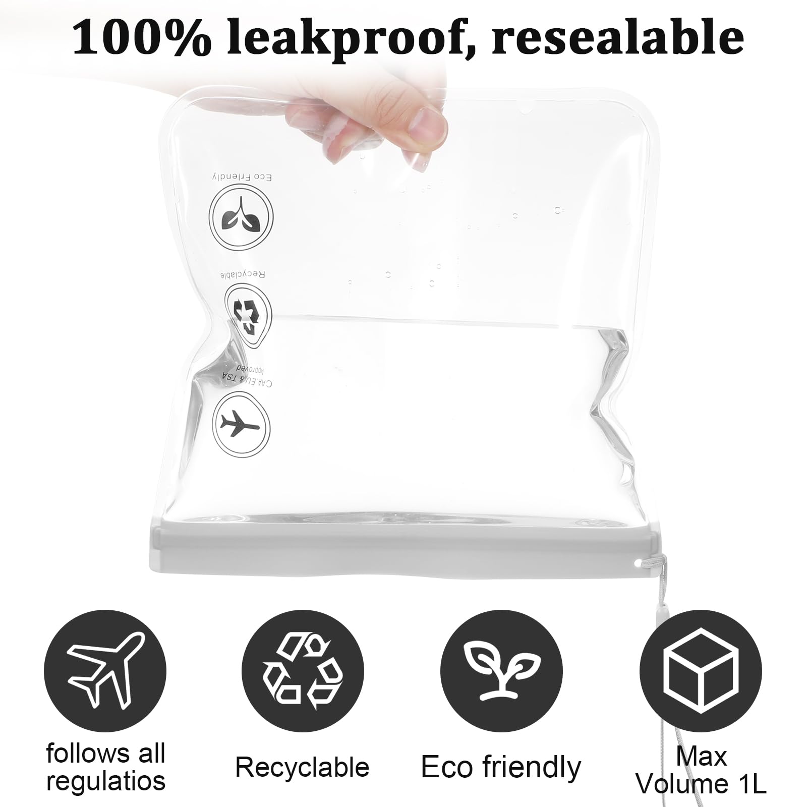 8 Pack TSA Approved Clear Toiletry Bags - Quart Size Leak-Proof Travel Organizer for Liquids & Cosmetics | Airplane Carry-On Compliant | Perfect for Airport Security & Makeup Storage (Gray)