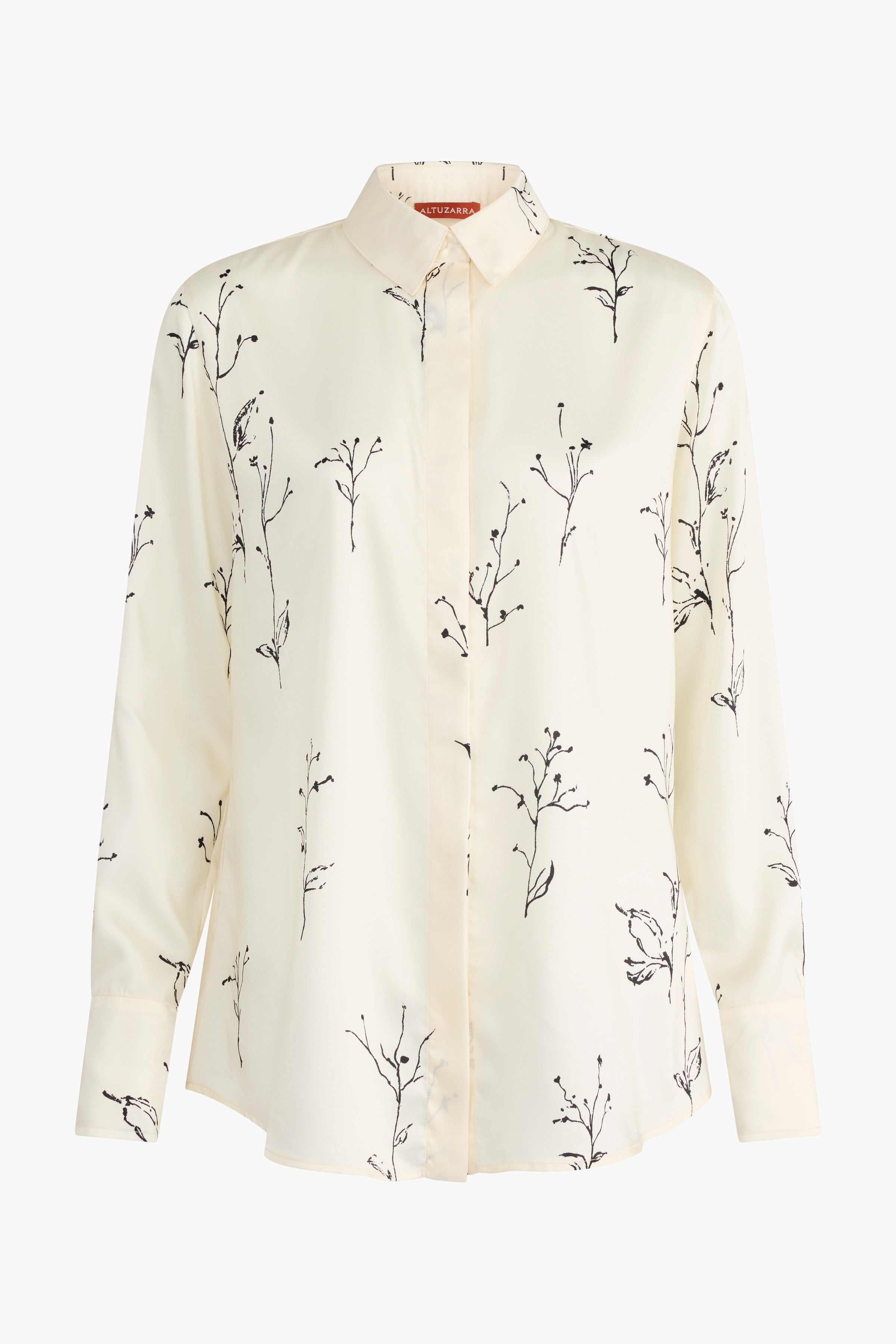 Chika Women's Ivory Black Botanical Print Blouse - Elegant Floral Top for Casual Wear, Office & Date Night