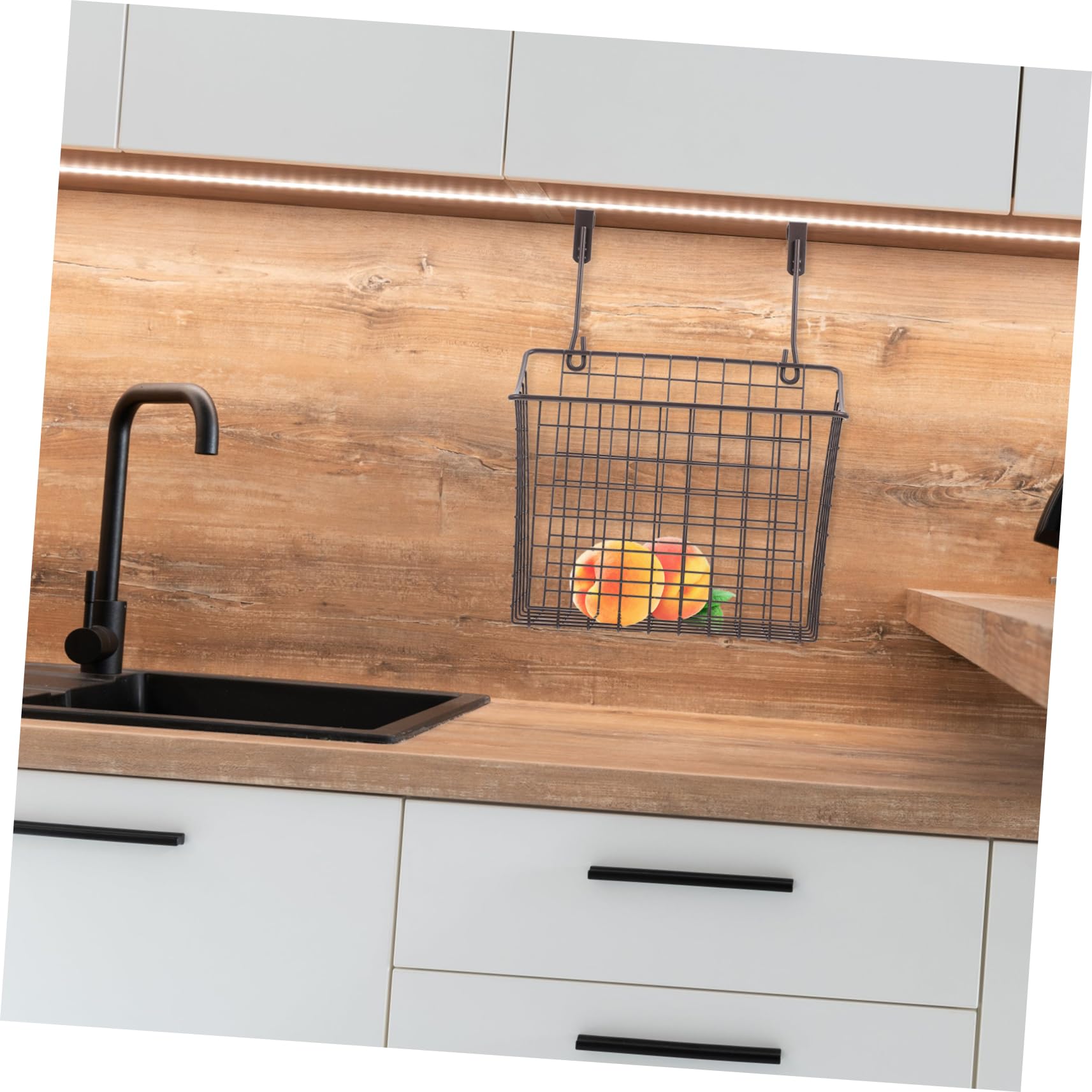 1pc Iron Wire Hanging Basket for Kitchen - Cabinet Door Storage Organizer for Food, Vegetables & Spices | Space-Saving Home Organization Solution for Pantry, Cupboard & Small Spaces