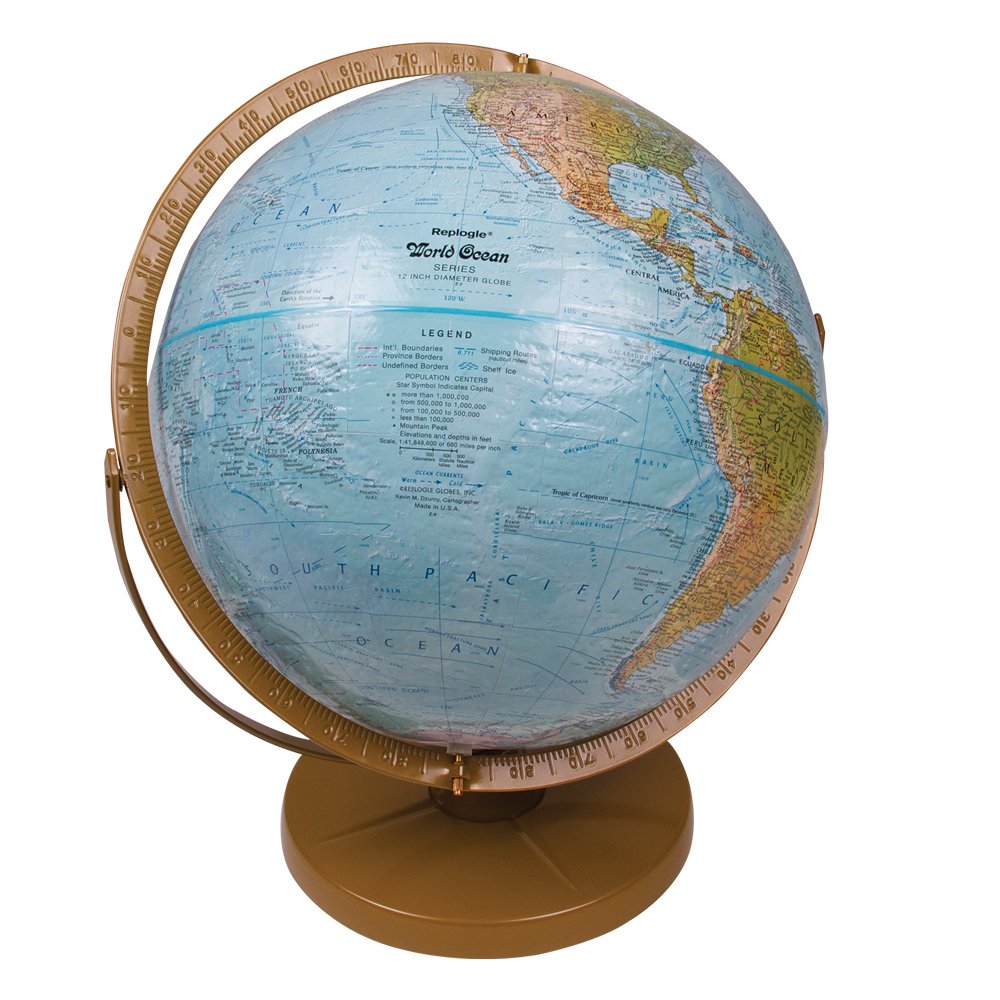 Replogle World Ocean Series Landforms Desk Globe (13031) - Educational Geography Globe for Kids & Students, Perfect for Home, Office, or Classroom Decoration & Learning