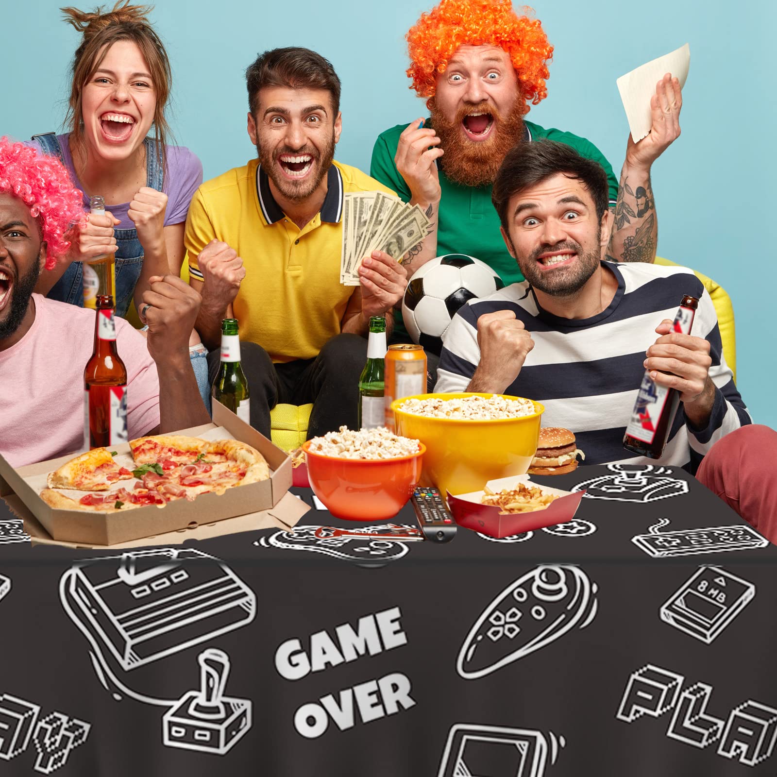 Game Theme Plastic Tablecloth - Happy Birthday Party Decorations for Kids & Adults - Waterproof Picnic Camping Table Cover - Perfect for Birthday Parties, Themed Events, Outdoor Gatherings & Family Celebrations