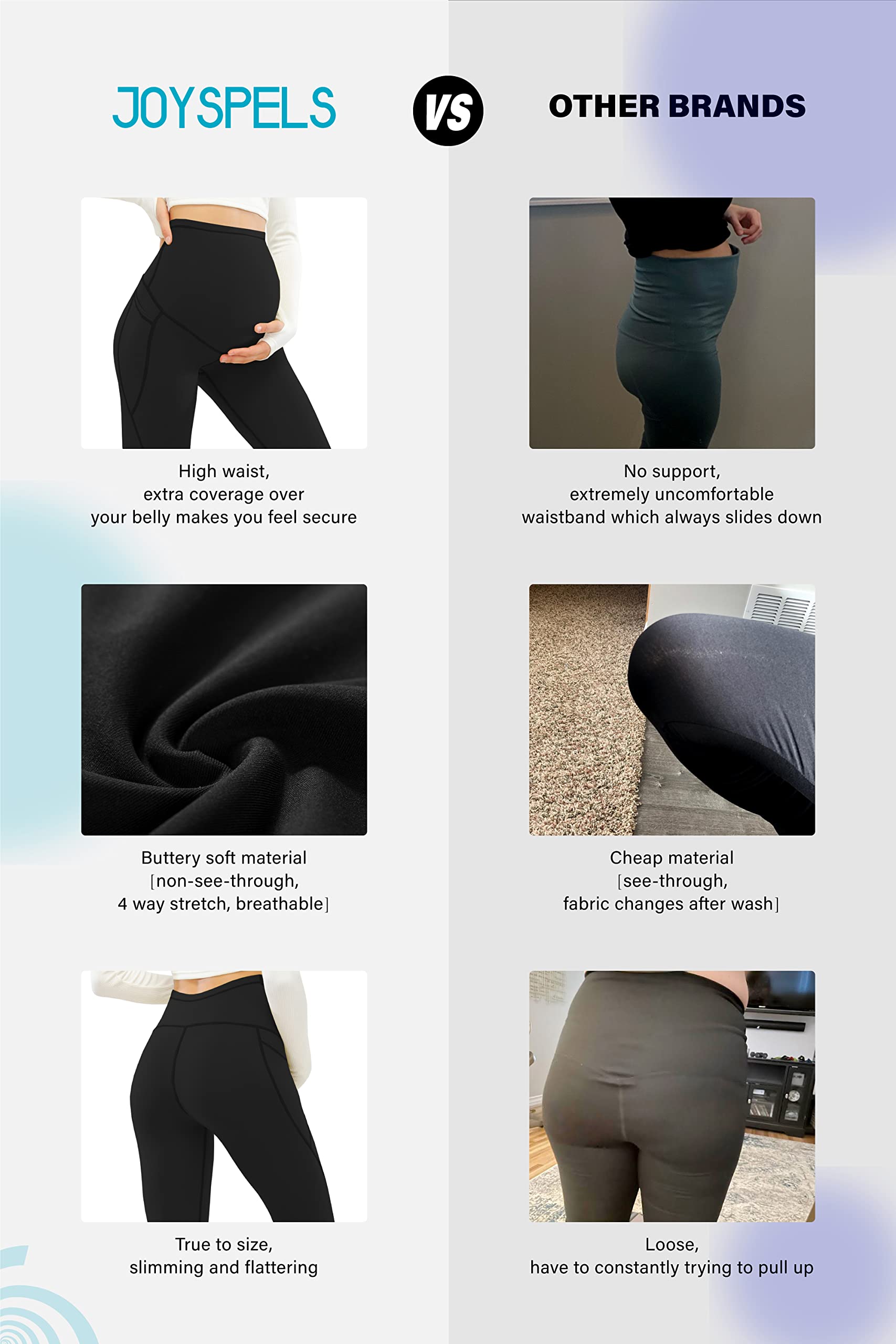 JOYSPELS Maternity Leggings Over The Belly with Pockets - Soft Stretchy Pregnancy Workout Leggings for Yoga, Running & Everyday Comfort