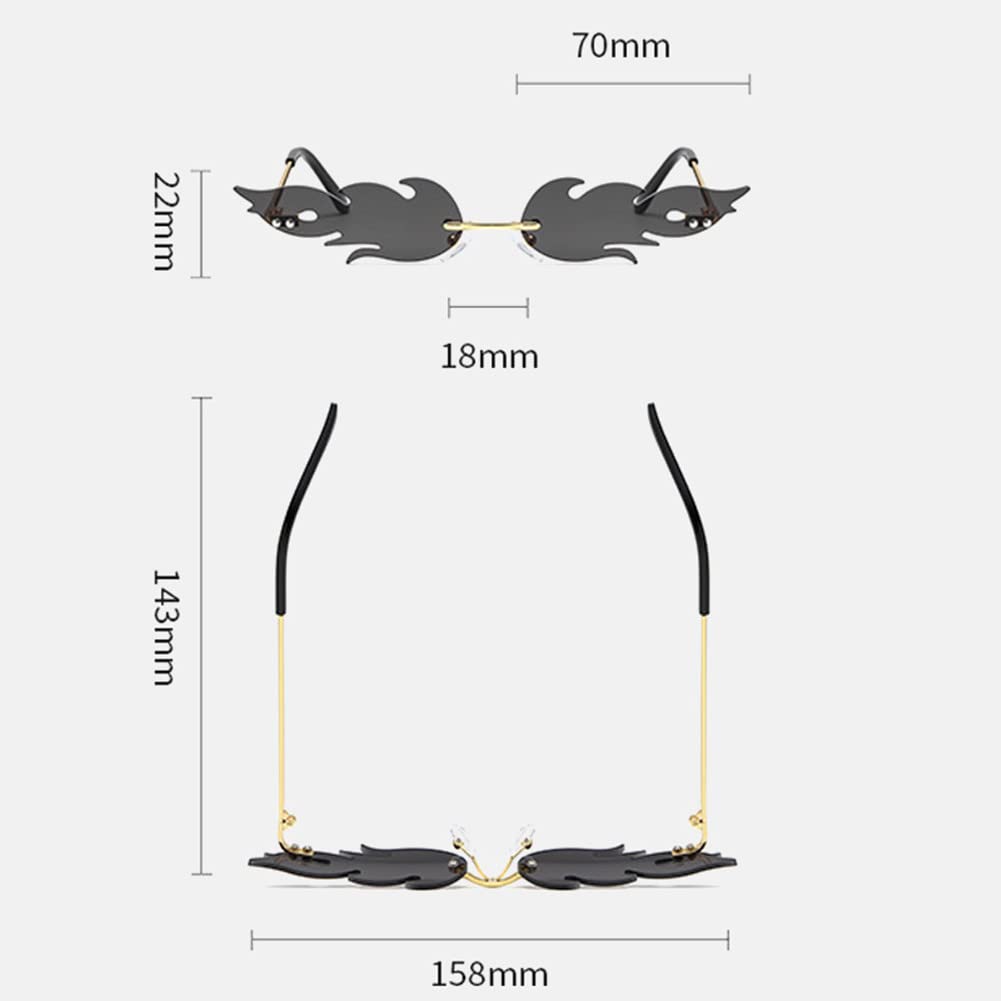 ENTHYI Polygon Flame Sunglasses for Women & Men - Frameless UV Protection Party Glasses, Colorful Punk Eyewear for Cosplay, Rave, Music Festivals & Summer Fashion