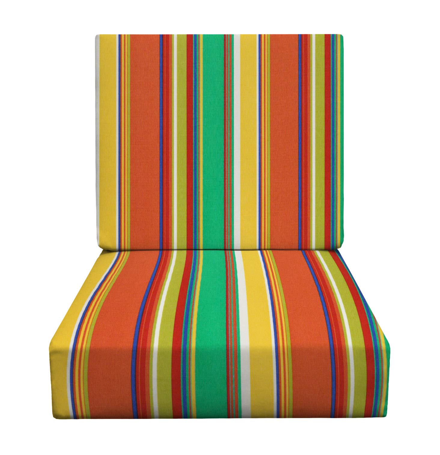 RSH DECOR: Deep Seating Foam Cushion Set - 23” x 24” All-Weather Outdoor Chair Cushions | Waterproof & Fade-Resistant Spun Fabric | Bright Colorful Stripes for Patio Furniture | Perfect for Garden, Poolside & Deck Relaxation