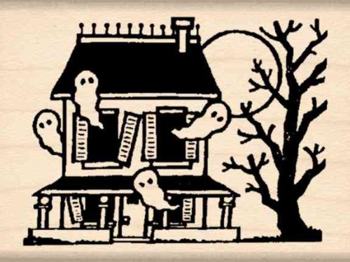 Haunted House Halloween Rubber Stamp for Scrapbooking, Card Making & DIY Crafts - Spooky Design by Impression