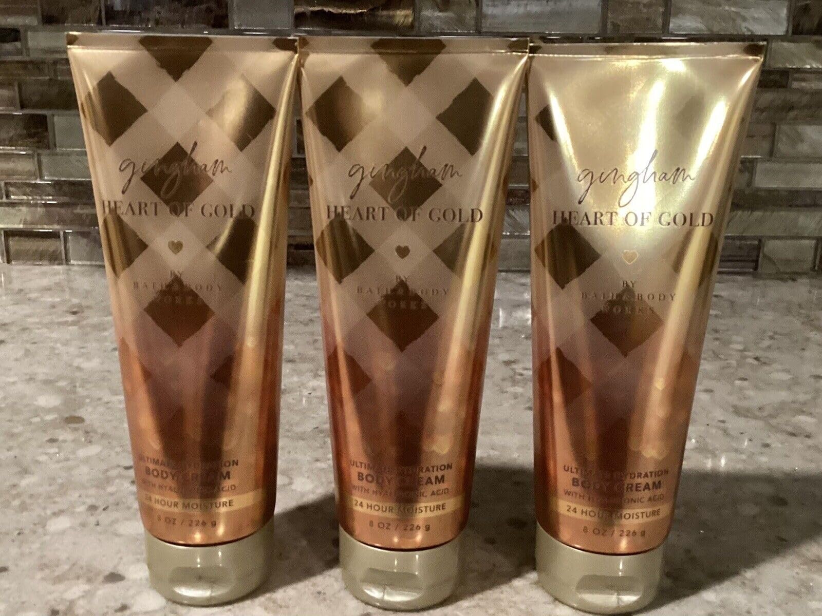 3 Gingham Heart of Gold Hydrating Bath & Body Cream - Moisturizing Lotion for Dry Skin, Perfect for Spa Day & Self-Care Routine