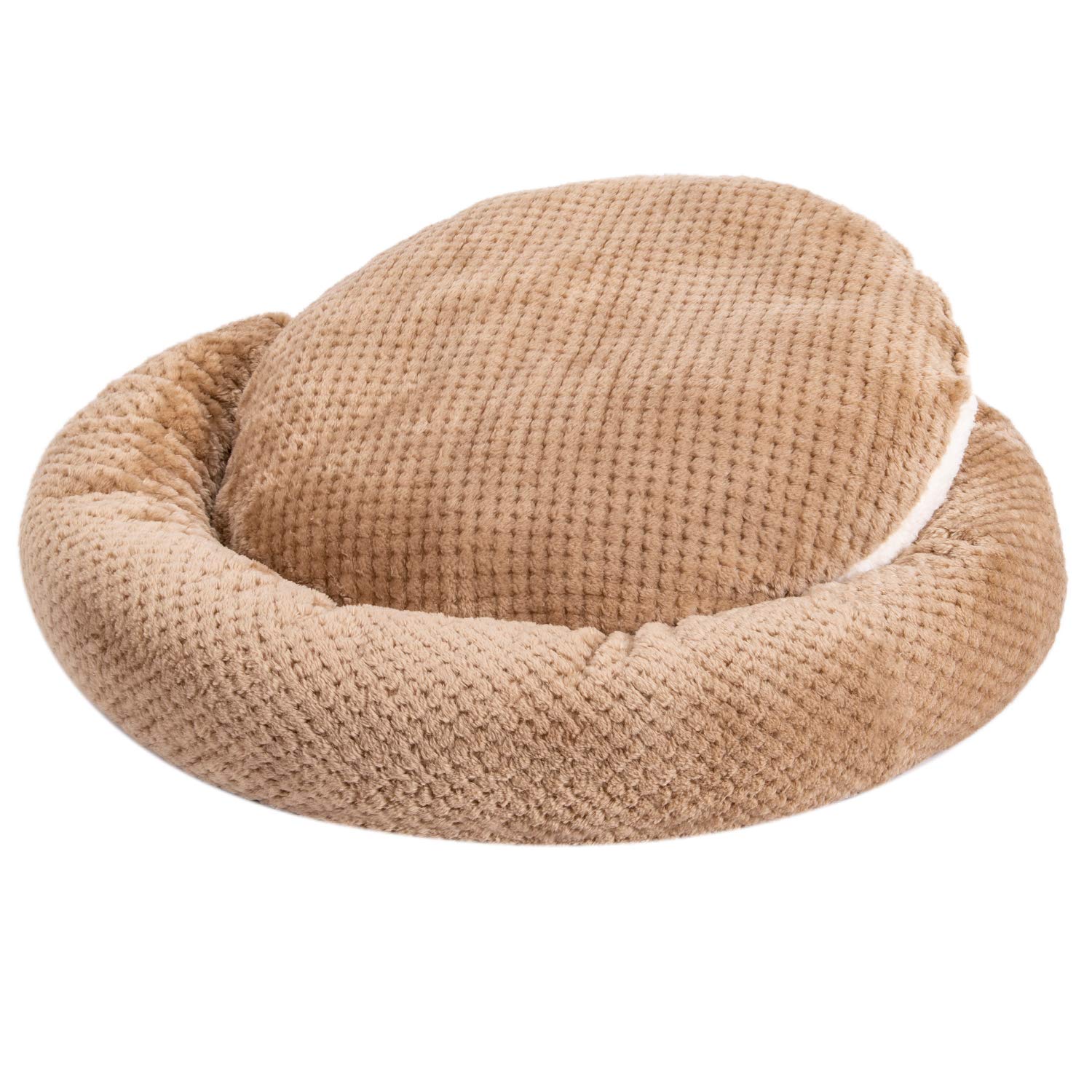 Premium WONDER MIRACLE Plush Pet Bed - Ultra Soft Dog & Cat Bed for Crates, Washable (24x24 Inch, Mocha Brown) - Perfect for Indoor Pets, Cozy Sleeping & Crate Training