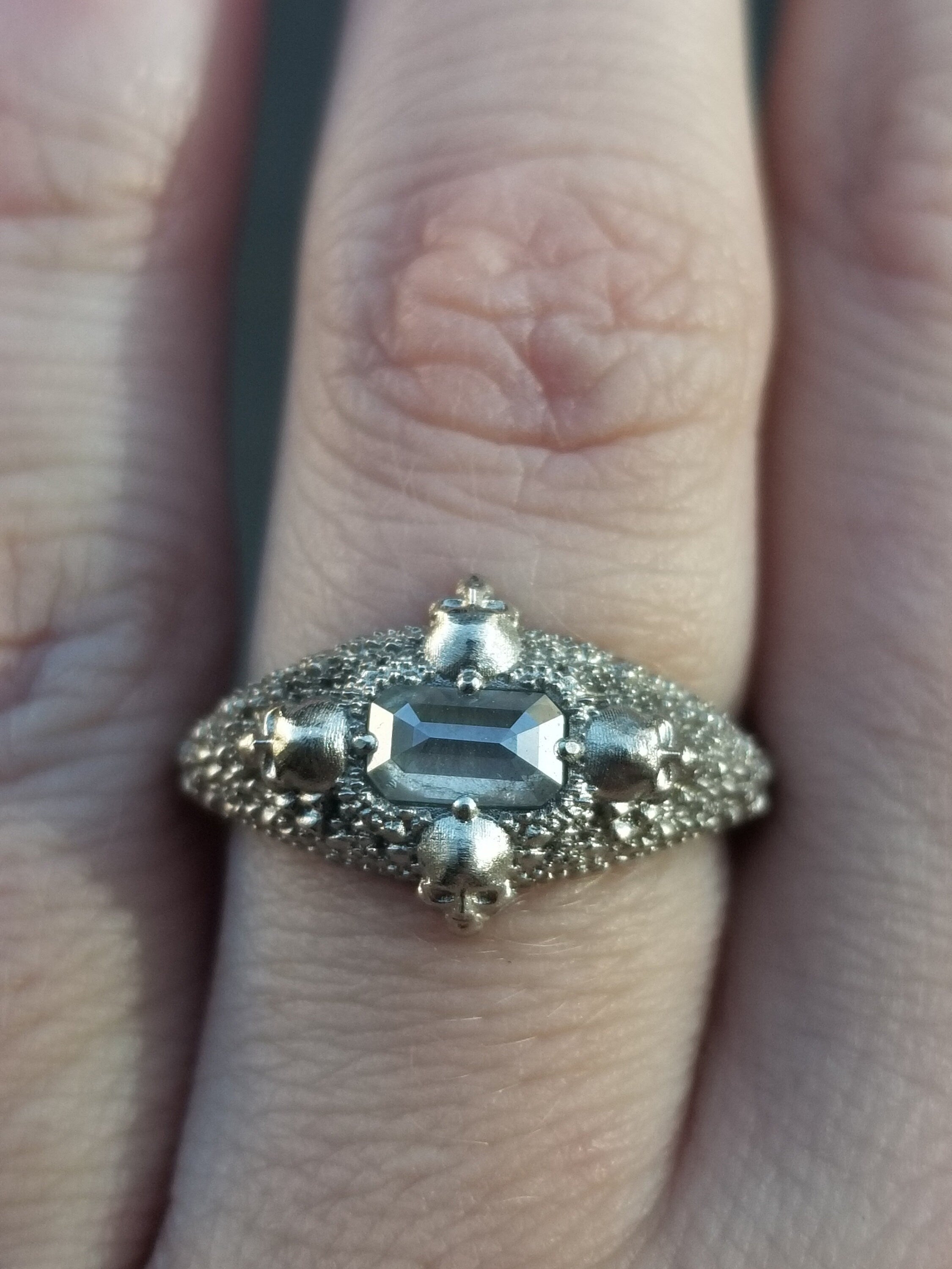 Haunted 4 Skull Diamond Solitaire Gothic Engagement Ring - Size 6 & 8 - 14k Palladium White Gold - Ready to Ship - Perfect for Dark Romance Weddings & Alternative Proposals