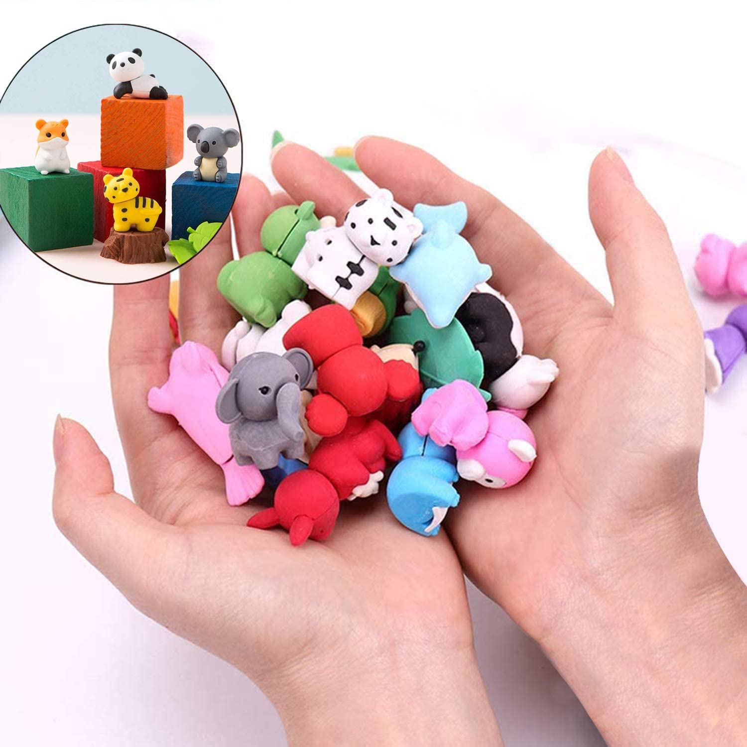 UMEELR 28-Piece Kids Valentine's Day Party Favor Set - Animal Puzzle Erasers, Heart-Shaped Erasers & Valentine Cards for Classroom Exchange, School Prizes & Gift Giving - Perfect for Valentine's Day Celebrations, Classroom Activities & Kids' Party Games