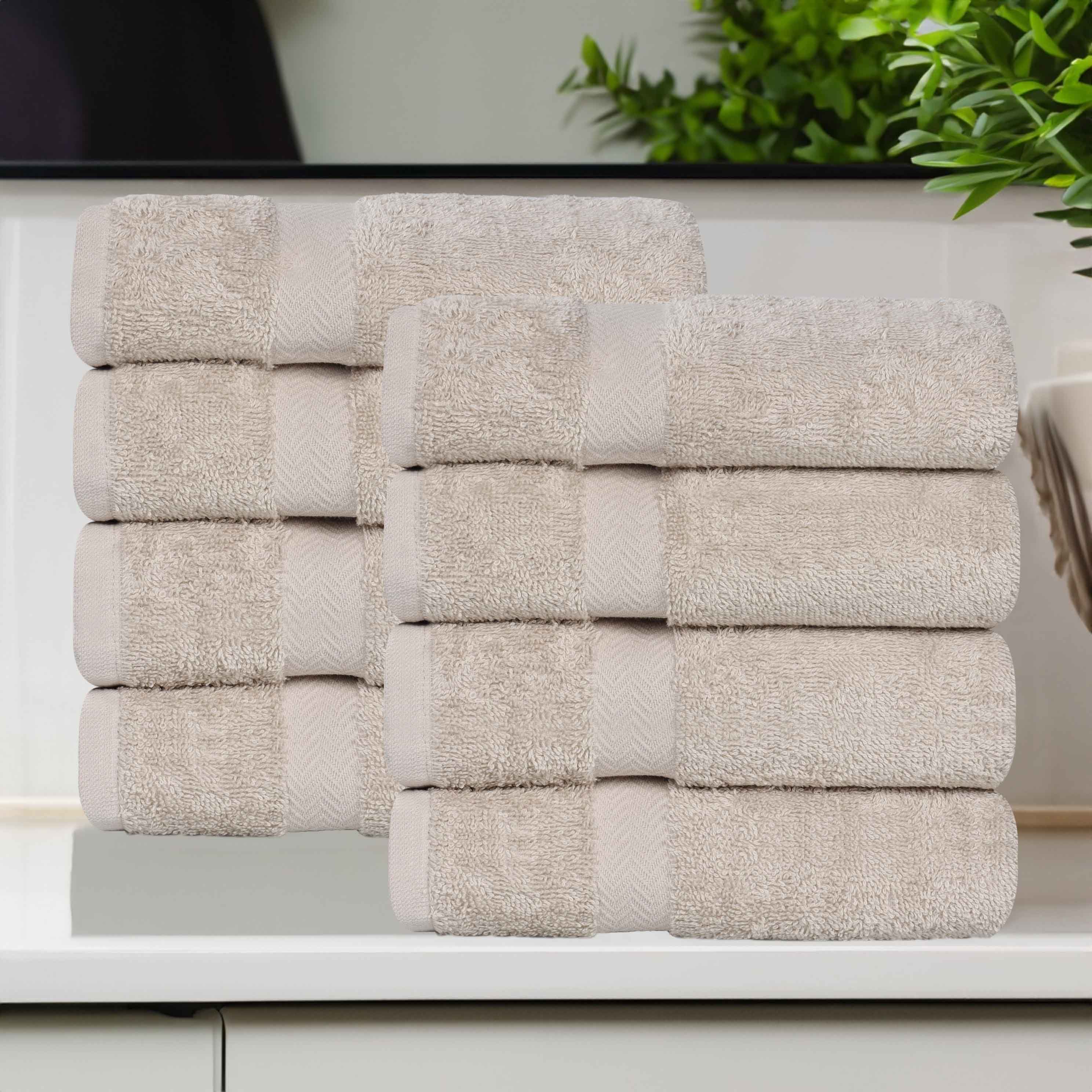 Franklin Eco-Friendly 8-Piece Cotton Hand Towel Set - Soft & Absorbent Bath & Kitchen Towels for Home & Spa Use