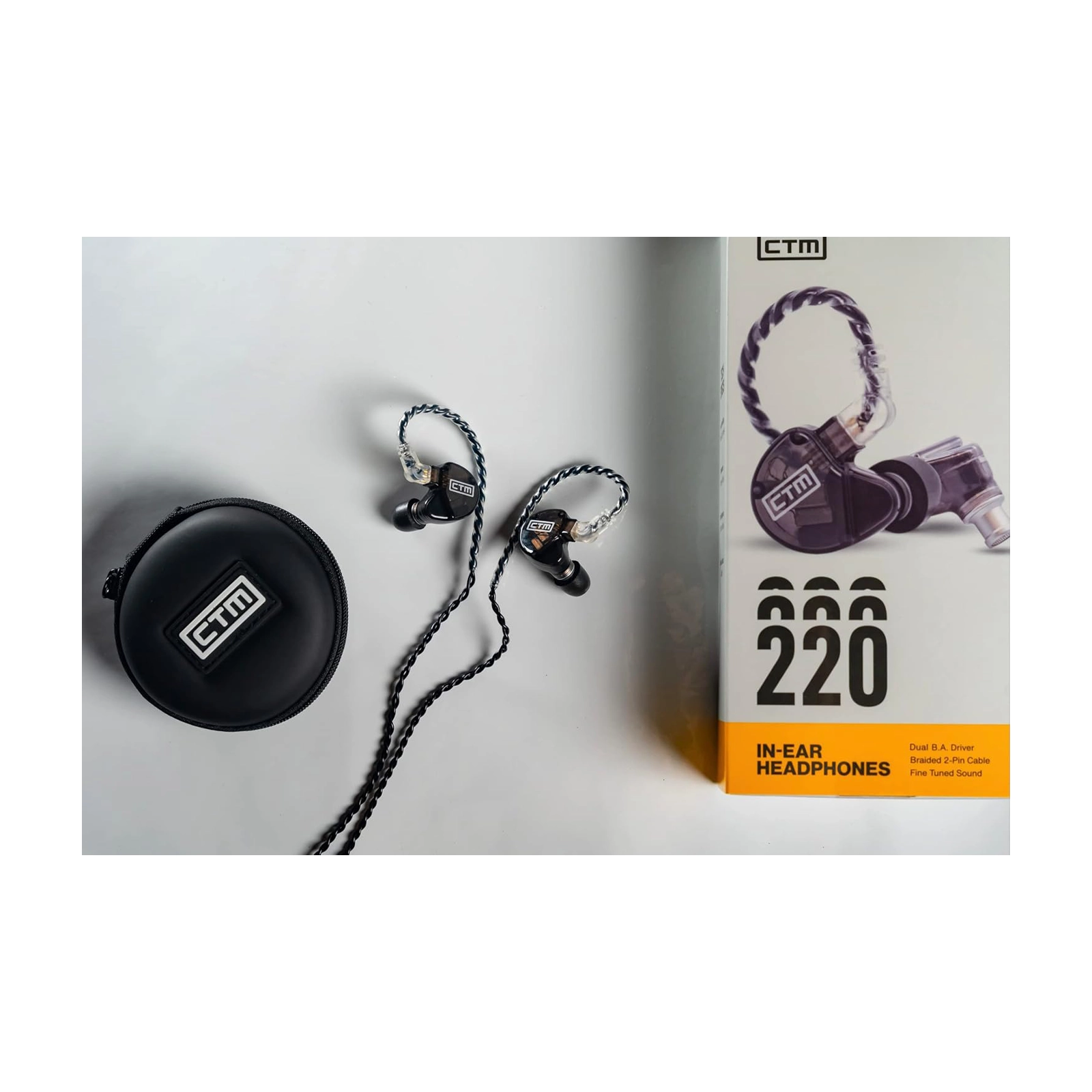 CTM CE220 Dual Driver In-Ear Monitor Headphones - High Fidelity Sound for Musicians, Audiophiles & Gaming - Perfect for Live Performances, Studio Recording & Travel