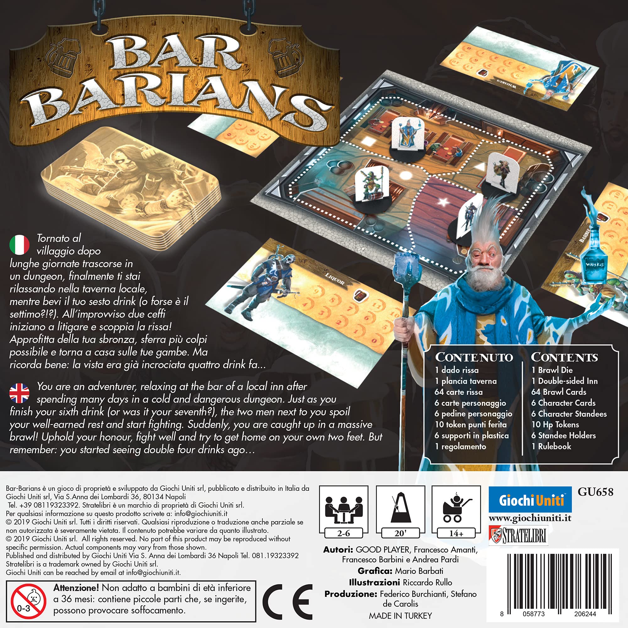 Bar Barians Strategy Board Game for Teens & Adults - Fast-Paced 2-6 Player Tabletop Game for Family Game Nights & Parties - Ages 14+ with 20 Min Playtime by Giochi Uniti - Perfect for Friends Gatherings & Weekend Entertainment