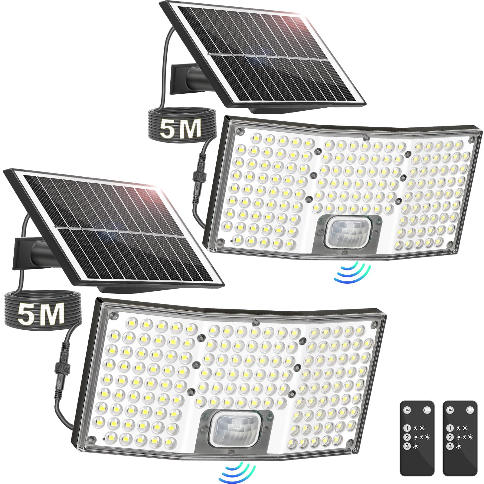 292 LED Solar Flood Lights with Motion Sensor & Remote - 4000LM Dusk to Dawn Security Lights, IP65 Waterproof, 3 Lighting Modes, 16.4FT Cable & Separate Panel - Perfect for Outdoor Yard, Garage, Pathway & Driveway Lighting