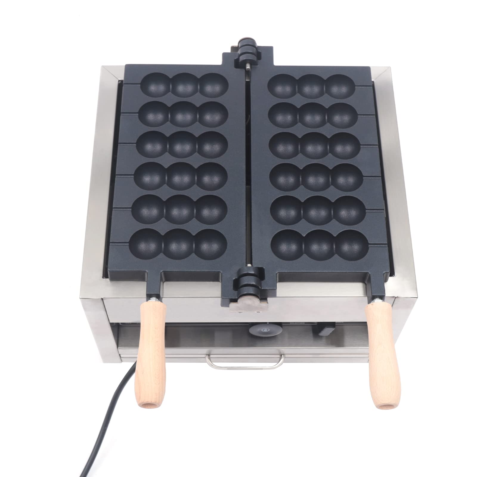 6 Molds Waffle Skewer Maker - 110V 1700W Double Area Pancake Baker with Timer & Temperature Control - Perfect for Snack Bars, Dessert Shops, Breakfast Cafes, and Home Kitchen Use