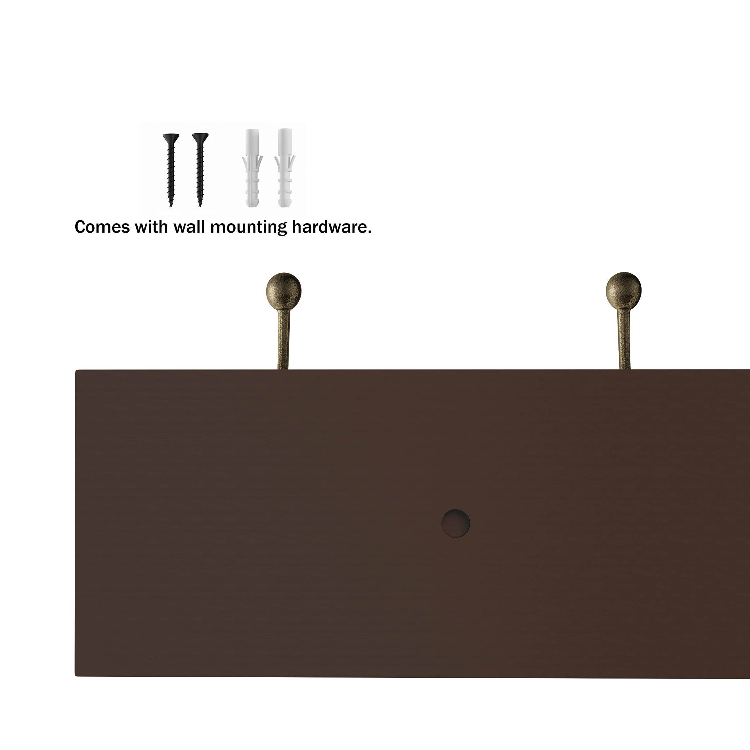 Premium Wall-Mounted Coat Rack with 6 Hooks - Space Saving Entryway Organizer for Coats, Hats, Bags & Towels - Sturdy Brown Wooden Hanger for Hallway, Bedroom or Mudroom Storage Solution