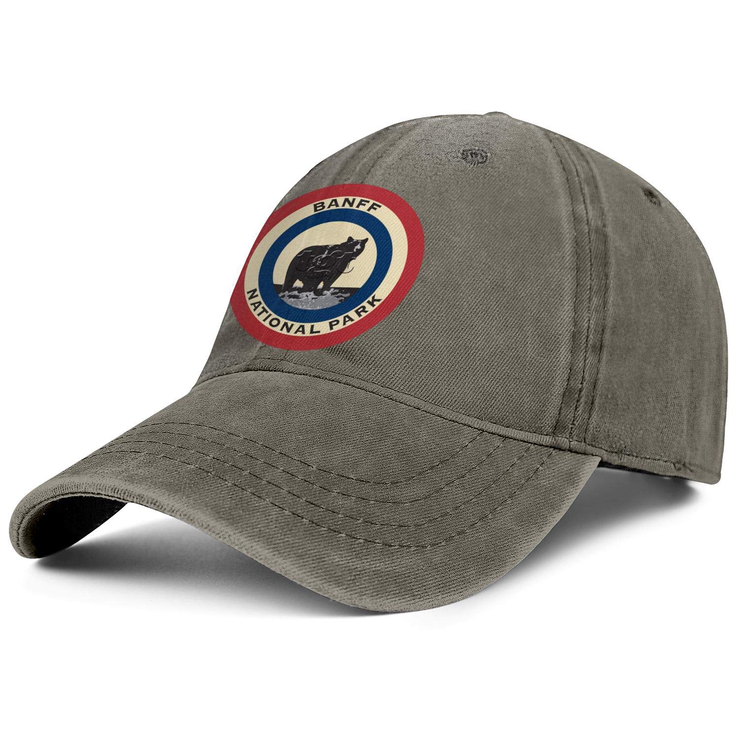 Banff National Park Vintage Washed Denim Trucker Hat for Men & Women - Adjustable Snapback Cowboy Baseball Cap for Outdoor Adventures, Hiking & Travel