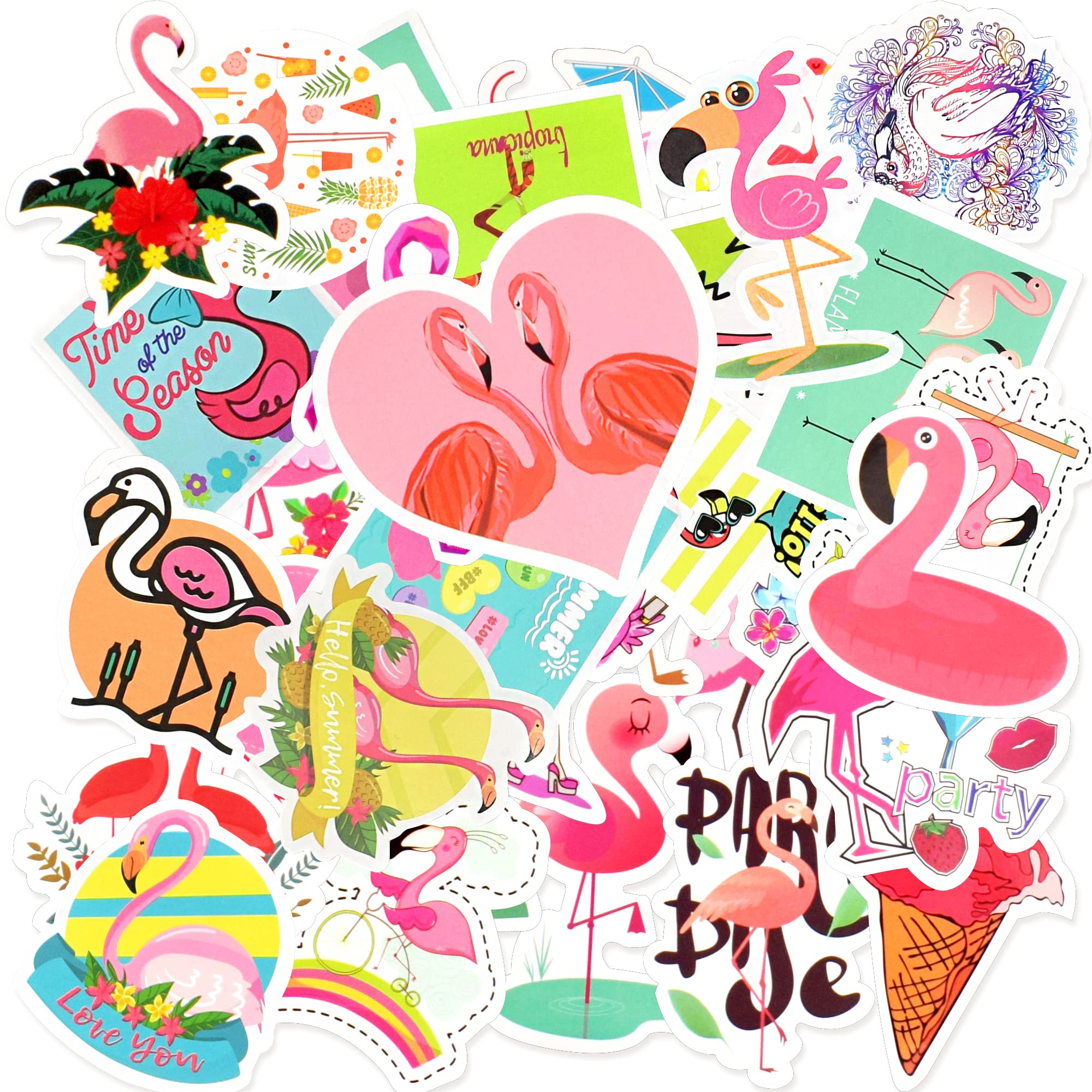 50Pcs Pink Flamingo Vinyl Stickers - Waterproof Aesthetic Decals for Laptop, Hydro Flask, Phone, Skateboard, Luggage - Perfect for Teens Girls Room Decor, School Supplies & DIY Crafts