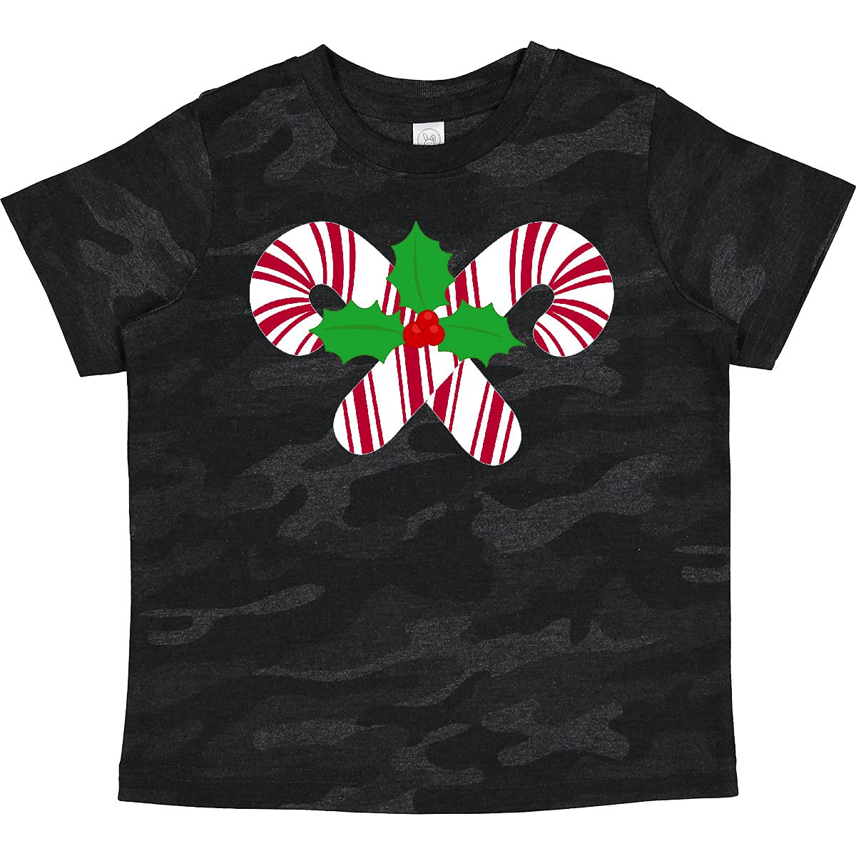 Inktastic Candy Canes and Holly Christmas Toddler T-Shirt - Festive Holiday Outfit for Kids, Baby Boys & Girls - Perfect for Christmas Parties, Family Photos & Seasonal Celebrations