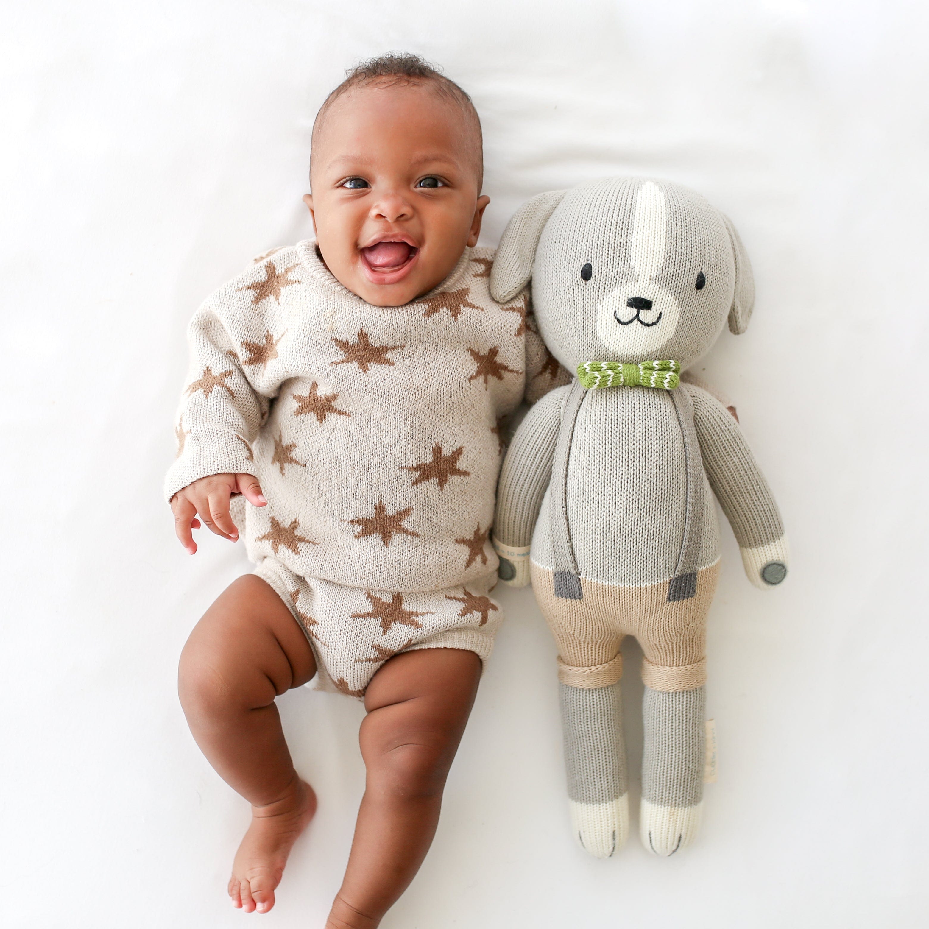 Cuddle+Kind Noah the Dog Plush Toy - Little Size, Hand-Knit Organic Cotton Stuffed Animal for Kids | Perfect for Cuddling, Gifts, and Nursery Decor