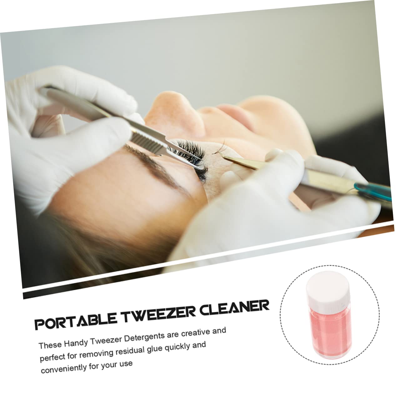 3Pcs Professional Eyelash Extension Tweezers Cleaner Set - Salon-Grade Lash Glue Remover Tool, Portable Tweezer Washing Cleaner with Pink PP Handle for Safe & Hygienic Lash Application - Perfect for Lash Artists, Beauty Salons & Home Use