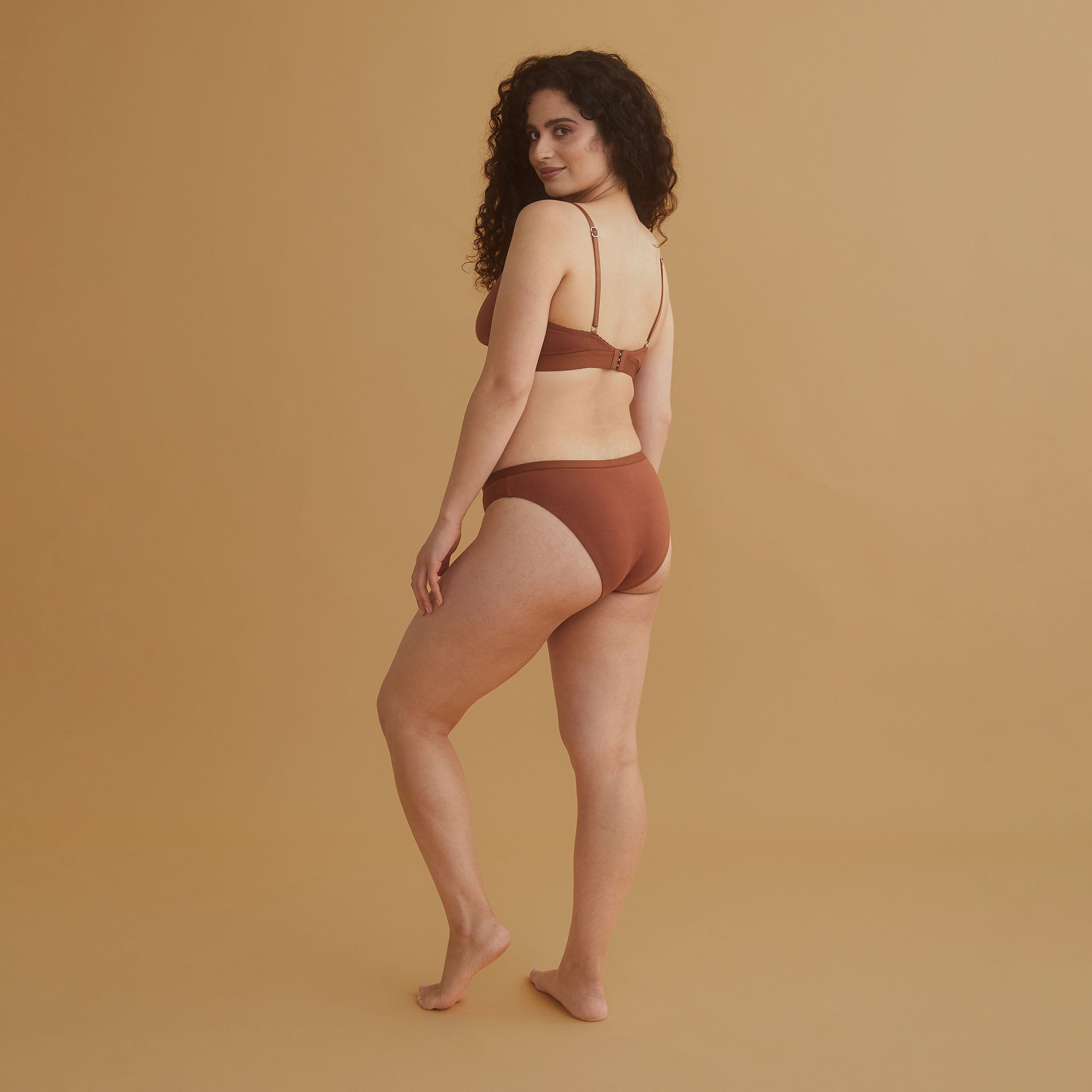 Organic Cotton Bralette for Women - Comfortable Wireless Bra - Chestnut Brown - Perfect for Yoga, Lounge & Everyday Wear
