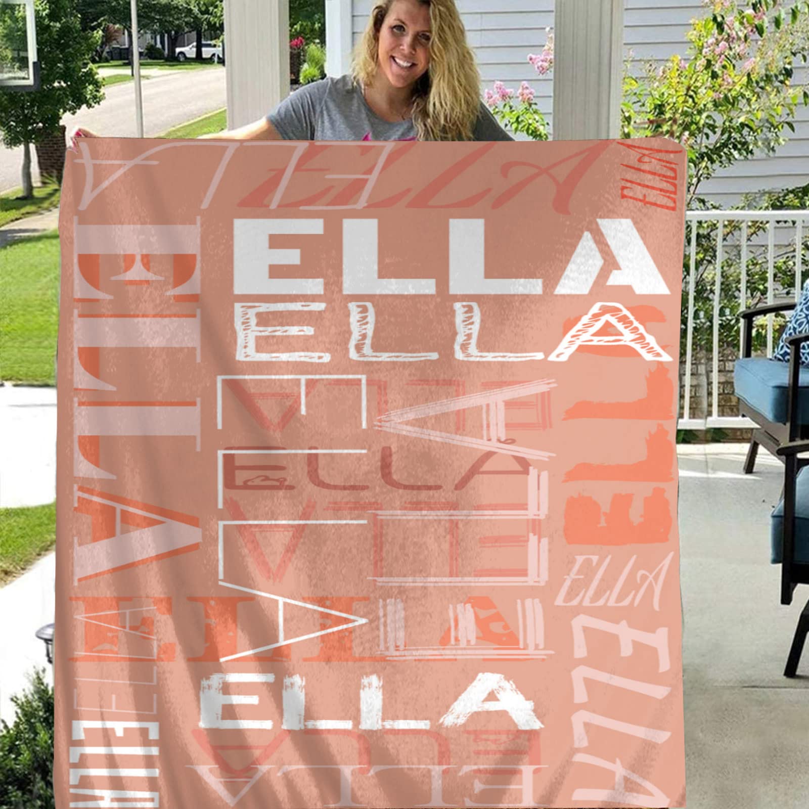 Dr.TOUGH Personalized Name Blanket - Custom Text Fleece Throw for Adults & Kids - 60