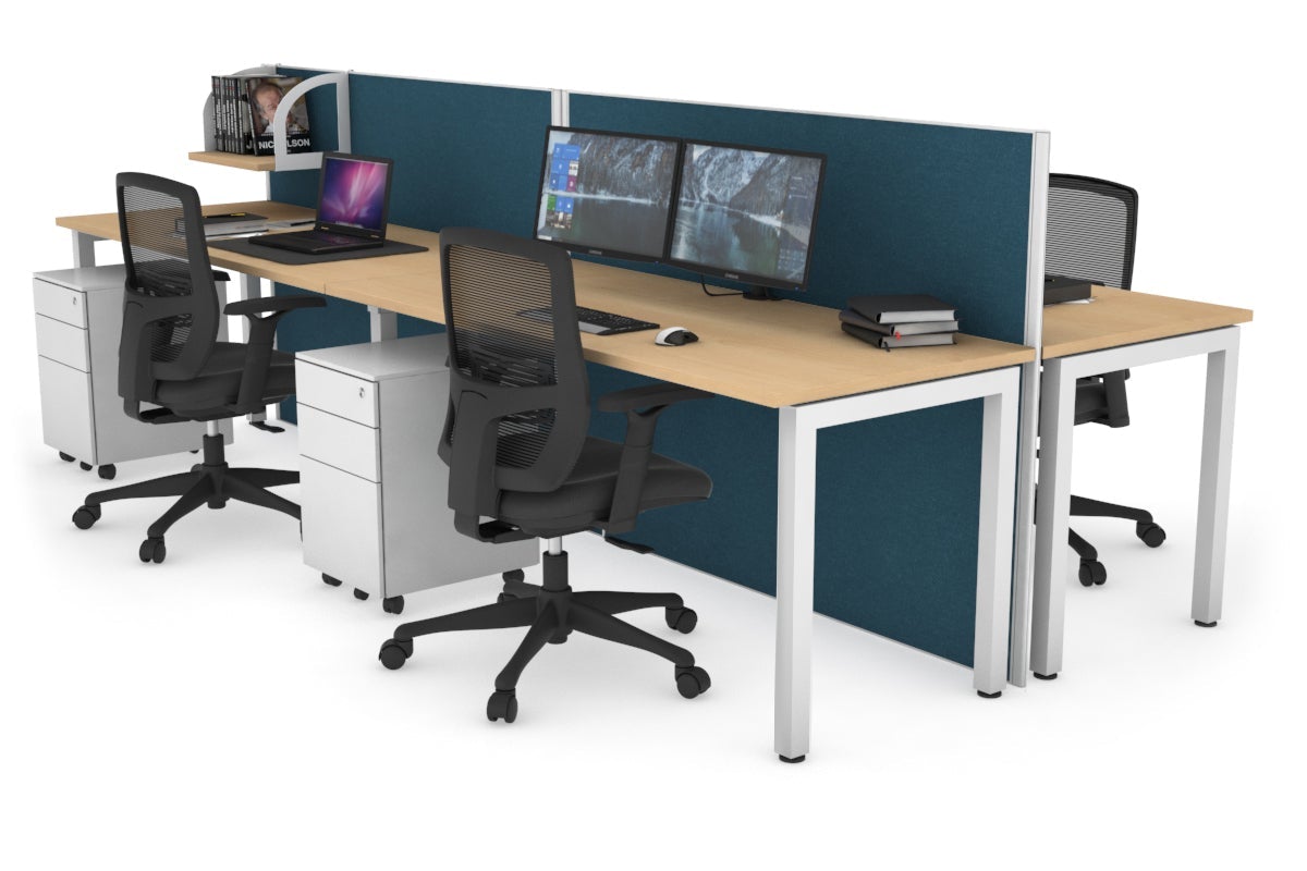Horizon Quadro 4-Person Office Workstation Bench with Square Legs - 1800L x 700W Dimensions - Perfect for Conference Rooms, Coworking Spaces & Office Workstations