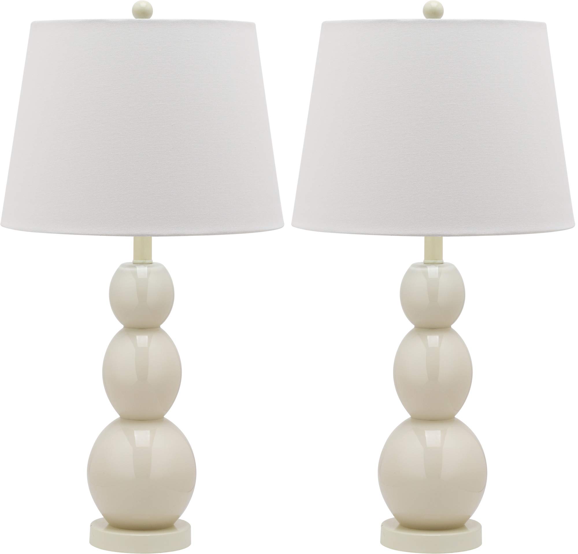 SAFAVIEH Jayne Modern 28-inch 3-Sphere Glass Table Lamp Set of 2 with LED Bulbs - Light Grey Contemporary Lighting for Bedroom, Living Room, Home Office & Nightstand | Perfect for Ambient Lighting and Home Decor Accents