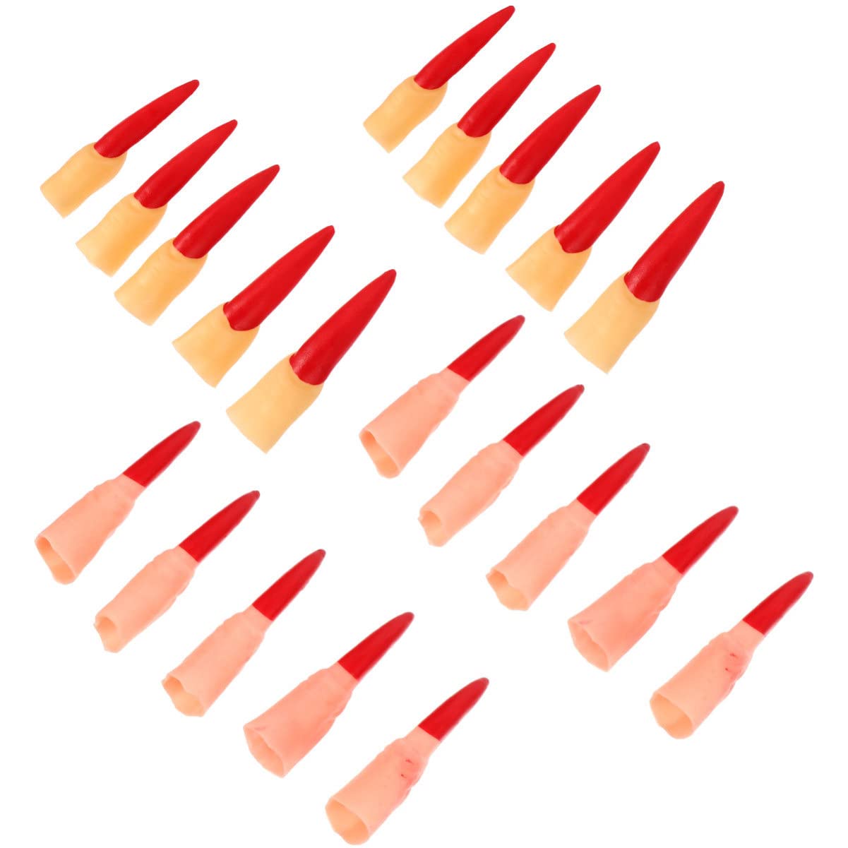 LALAFINA 60 Pcs Fake Witch Fingers - Scary Vampire & Zombie Nail Covers for Halloween Costume, Role Play, Nail Art & Party Decor (Red Plastic Finger Cots) - Perfect for Cosplay, Haunted Houses & Themed Events
