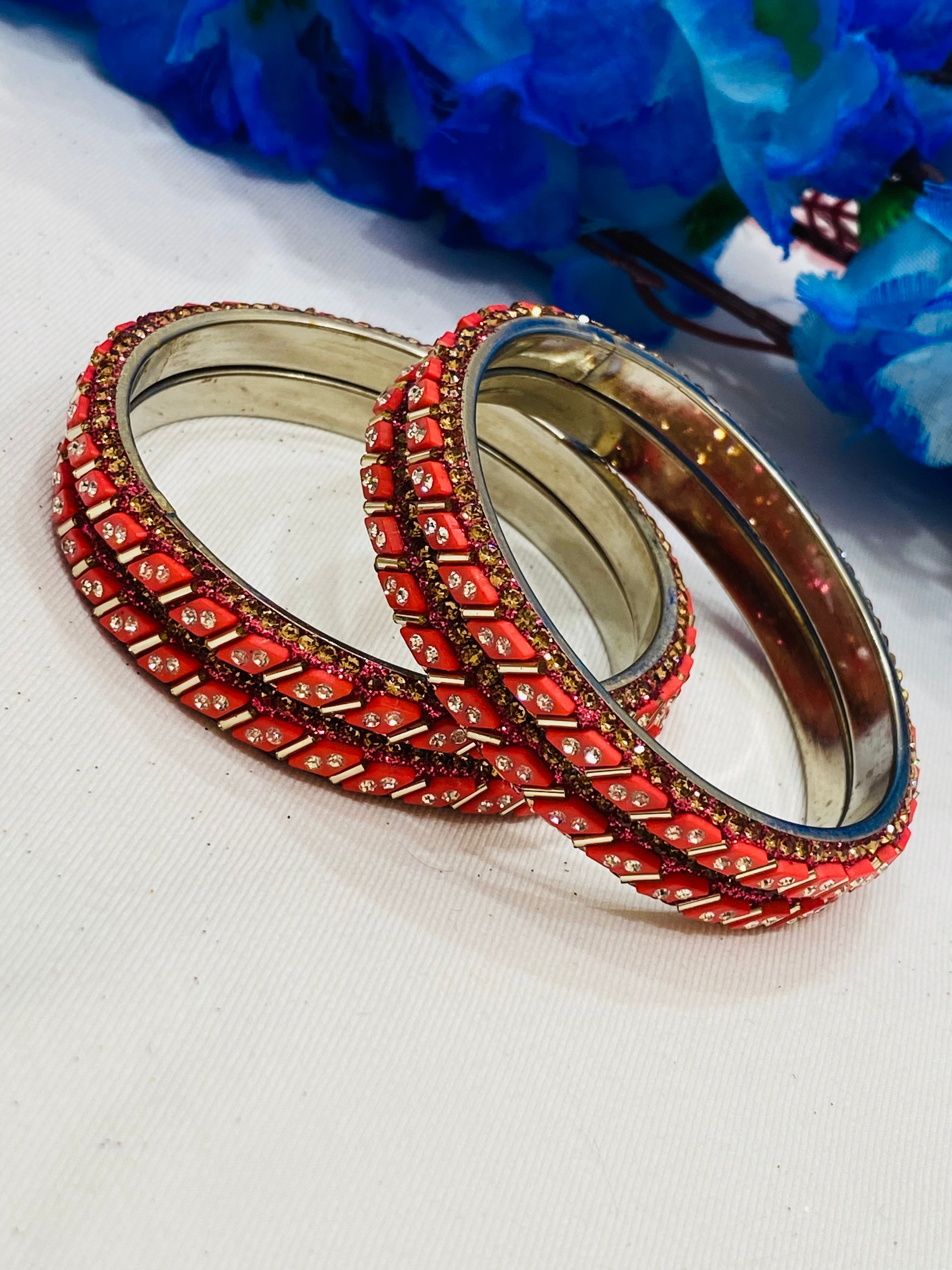 Elegant Pink Metal Bangles with Shining White Stones for Women - Perfect for Parties, Weddings & Everyday Fashion Accessories