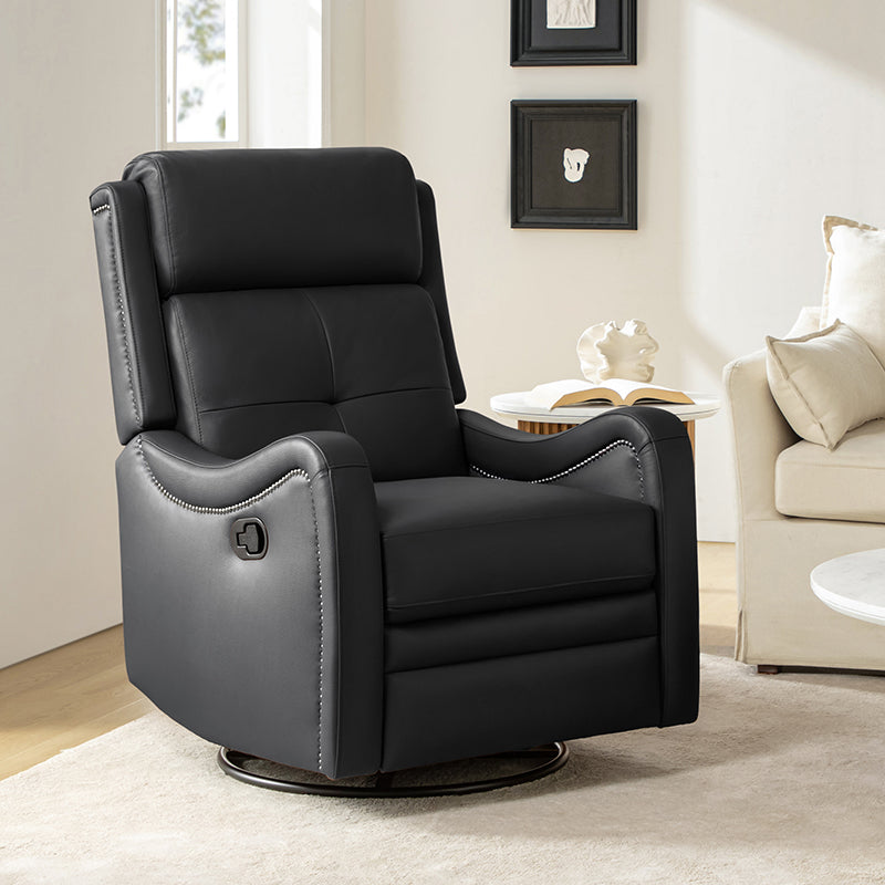 Amelia Genuine Leather Swivel Rocker Recliner Chair - Comfortable Living Room Furniture for Relaxing, Reading & Watching TV