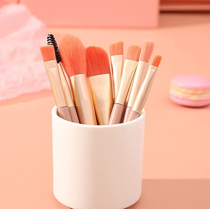 Zorzel 8-Piece Premium Synthetic Makeup Brush Set - Professional Foundation, Blending, Eyebrow, Concealer, Blush & Eyeshadow Brushes for Flawless Face & Eye Makeup - Perfect for Daily Use, Travel & Professional Makeup Artists