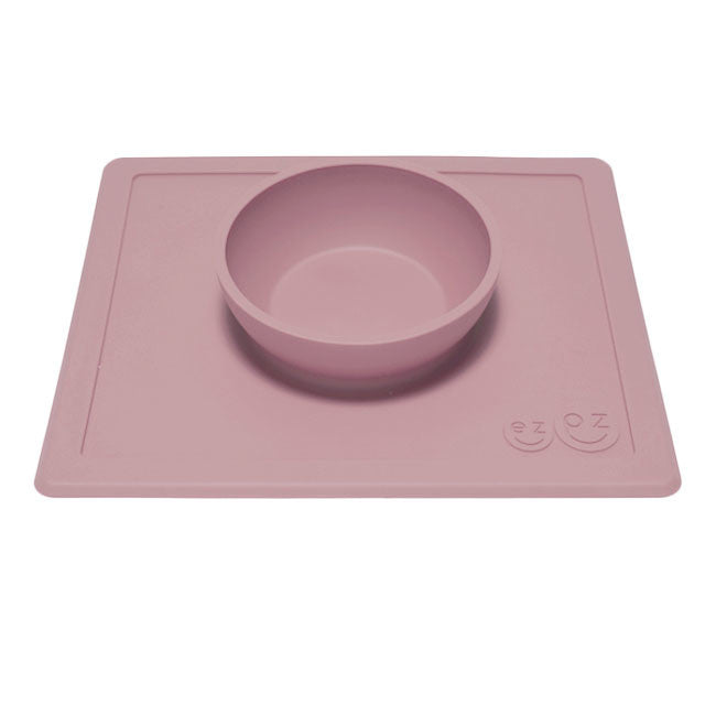 ezpz Happy Bowl - Nordic Blush Baby Feeding Dish | Non-Slip Silicone Toddler Bowl for Mess-Free Meals | Perfect for High Chairs, Travel & Daycare Use