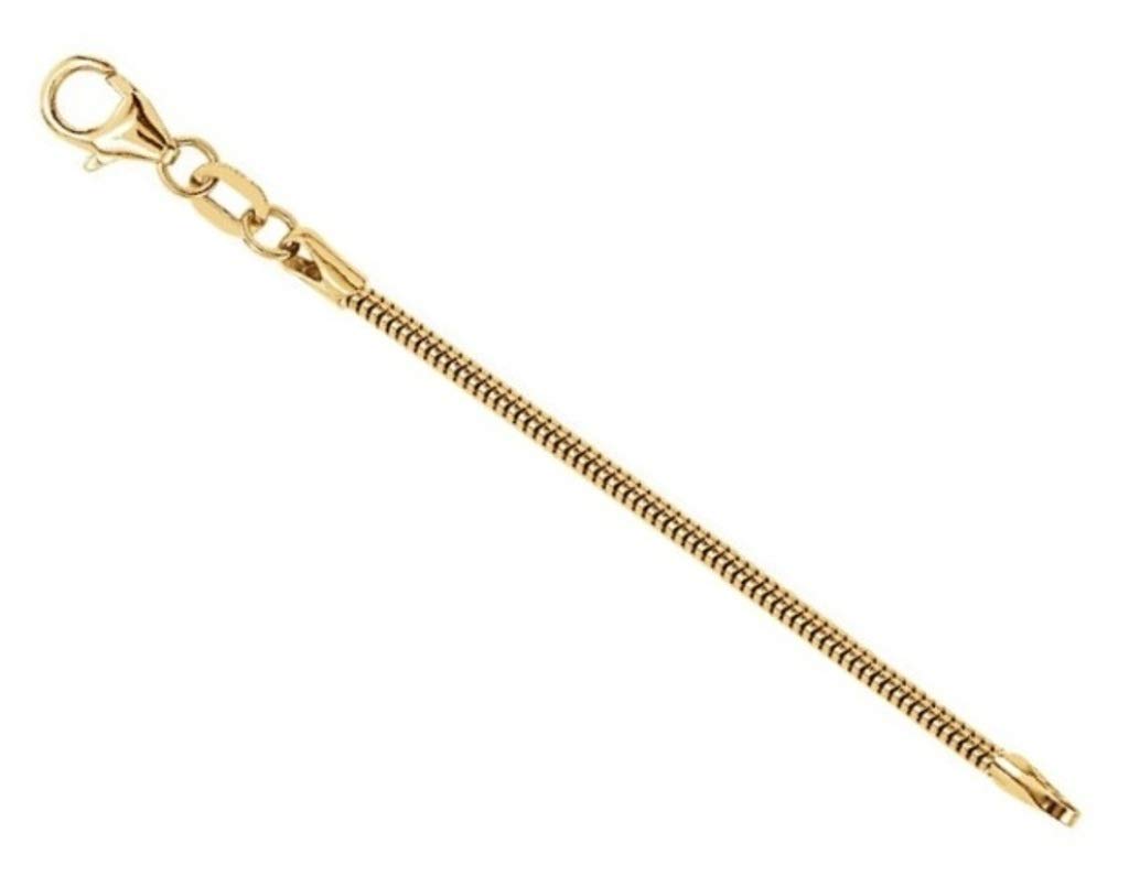 14K Yellow Gold 1.50mm Round Snake Chain Necklace Extender Safety Chain - Jewelry Extension for Pendants & Charms | Perfect for Layering Necklaces & Adjusting Length