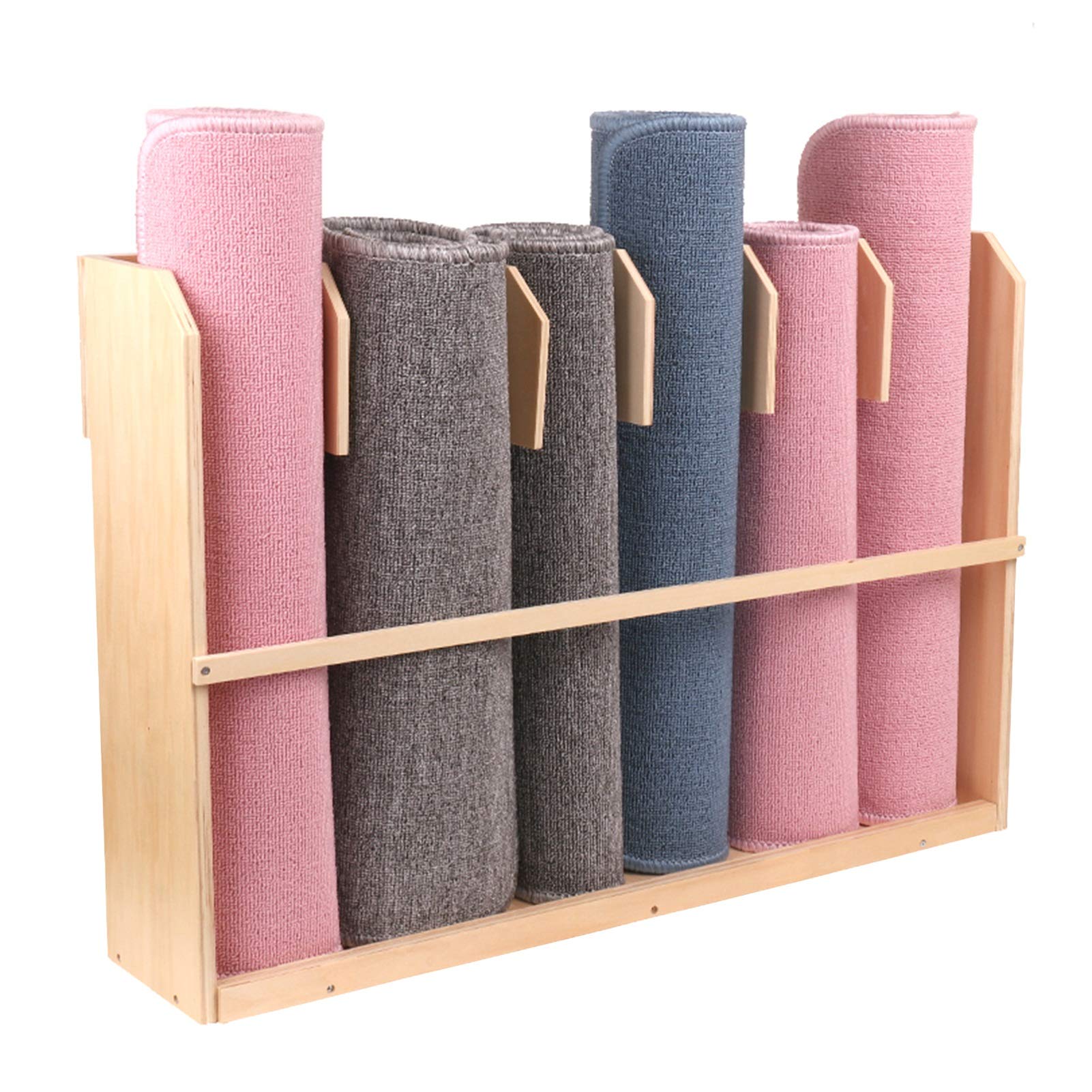 ERLAN Wood Yoga Mat Storage Rack - Holds 6 Exercise Mats & Foam Rollers - Multi-Purpose Display Stand for Home Gym, Yoga Studio & Fitness Center Organization