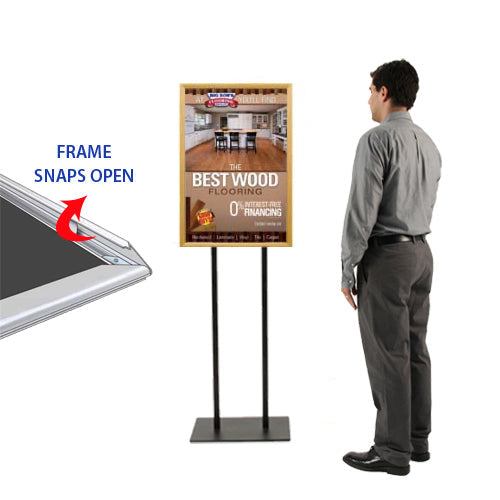 12x12 Double Pole Floor Stand Sign Holder - 1 1/4