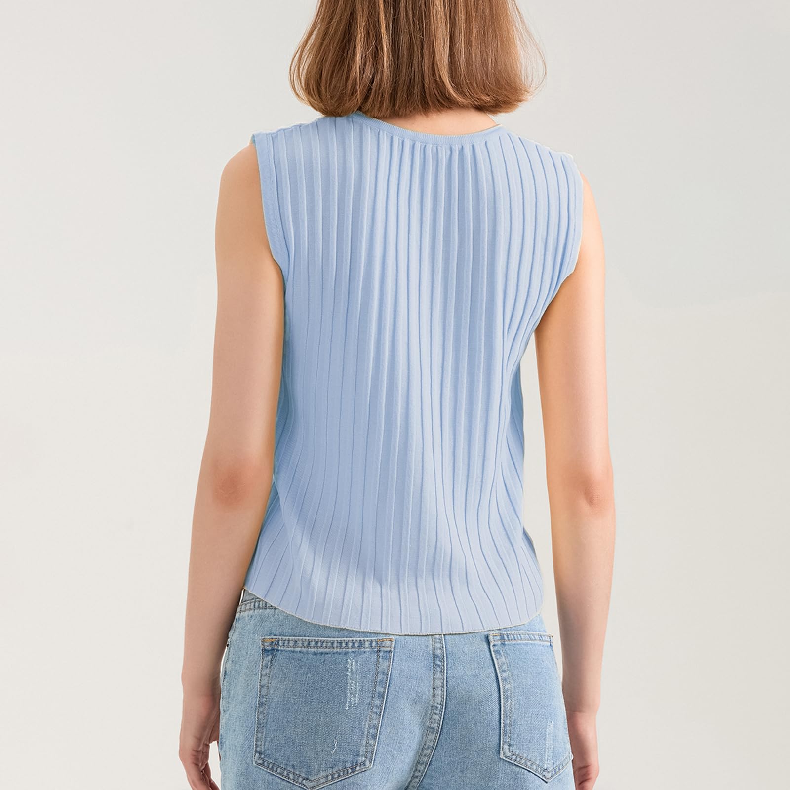 Women's Ribbed Knit Sleeveless Button Up Vest Tank Top - Slim Fit Y2K Summer Going Out Tops for Casual Wear, Beach Cover-Up & Night Out Outfits