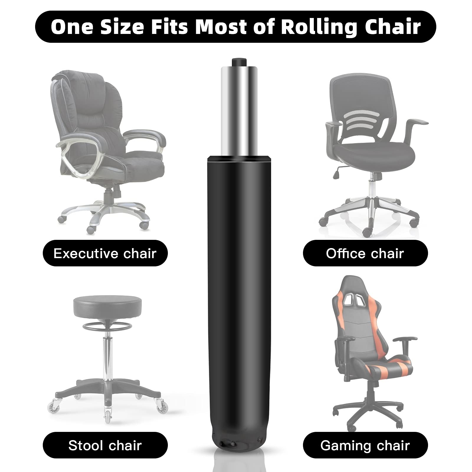 4.7 Inch Heavy Duty Office Chair Gas Lift Cylinder - Universal Replacement Hydraulic Piston for Most Office Chairs | Durable & Adjustable Height Mechanism for Home Office, Gaming & Ergonomic Workspaces
