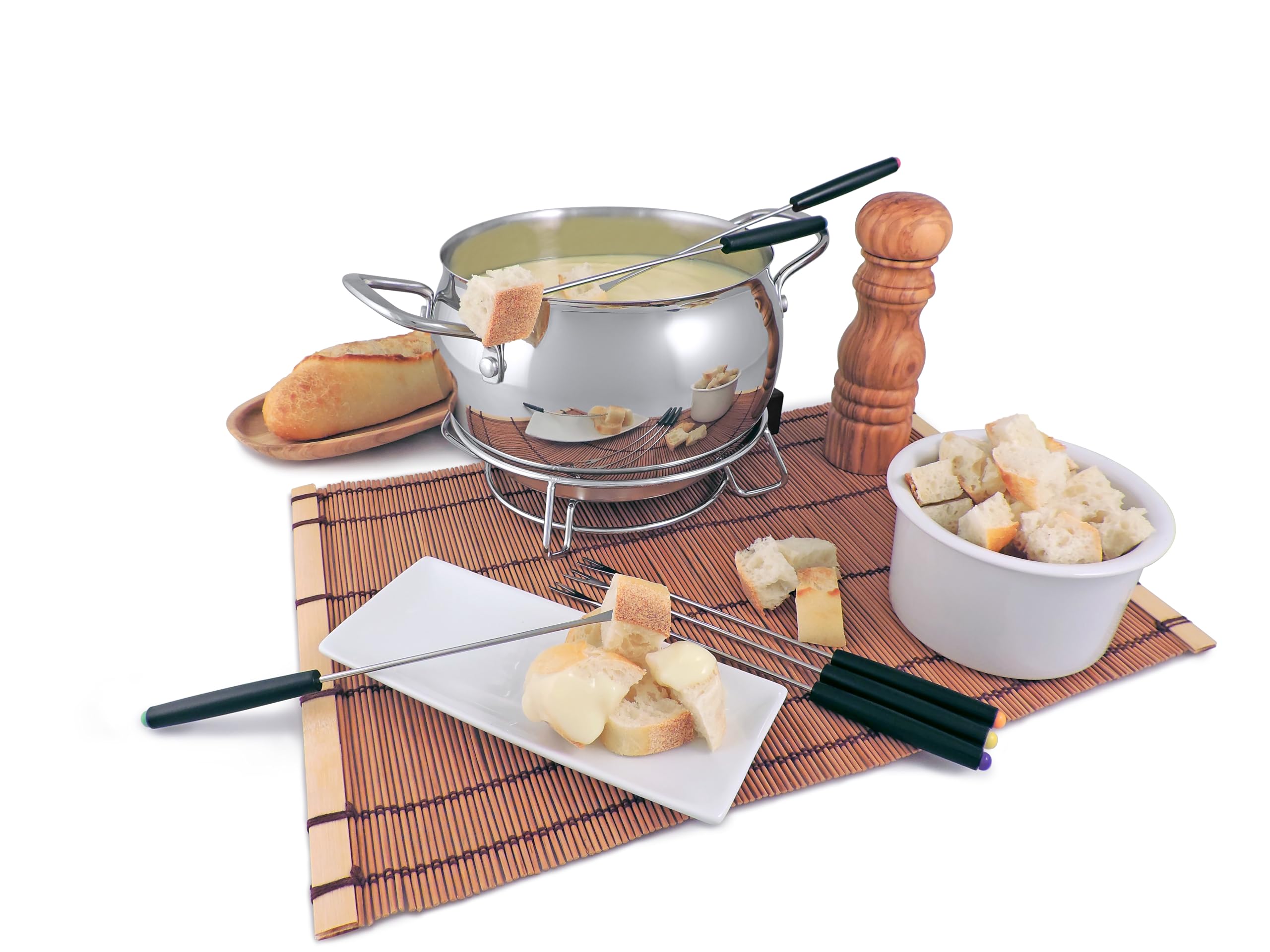 Swissmar Mont Brule 9-Piece Electric Fondue Set - 2.1Qt Cheese & Chocolate Melting Pot with 8 Forks - Best Fondue Maker for Parties, Date Nights & Family Gatherings - Perfect Gift for Weddings, Housewarming & Entertaining - Ideal for Chocolate Fountain, Cheese Dip & Meat Fondue
