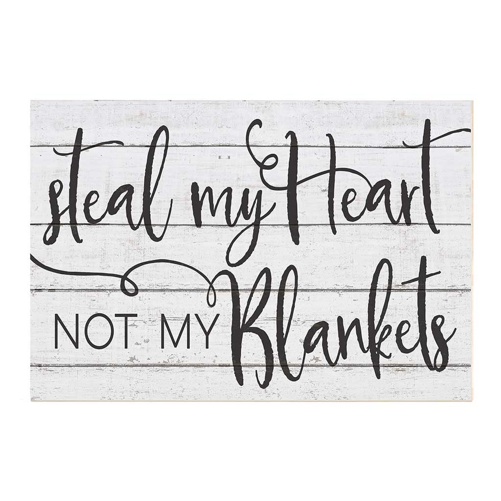 Kindred Hearts 34x23 Inch Whitewash Black 'Steal My Heart Not Blankets' Wall Sign - Rustic Farmhouse Decor for Bedroom, Living Room & Wedding Gift