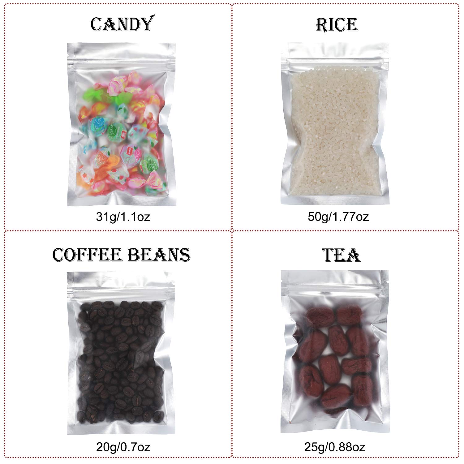 Blulu 100 Pack Black Resealable Smell Proof Mylar Bags 3.3