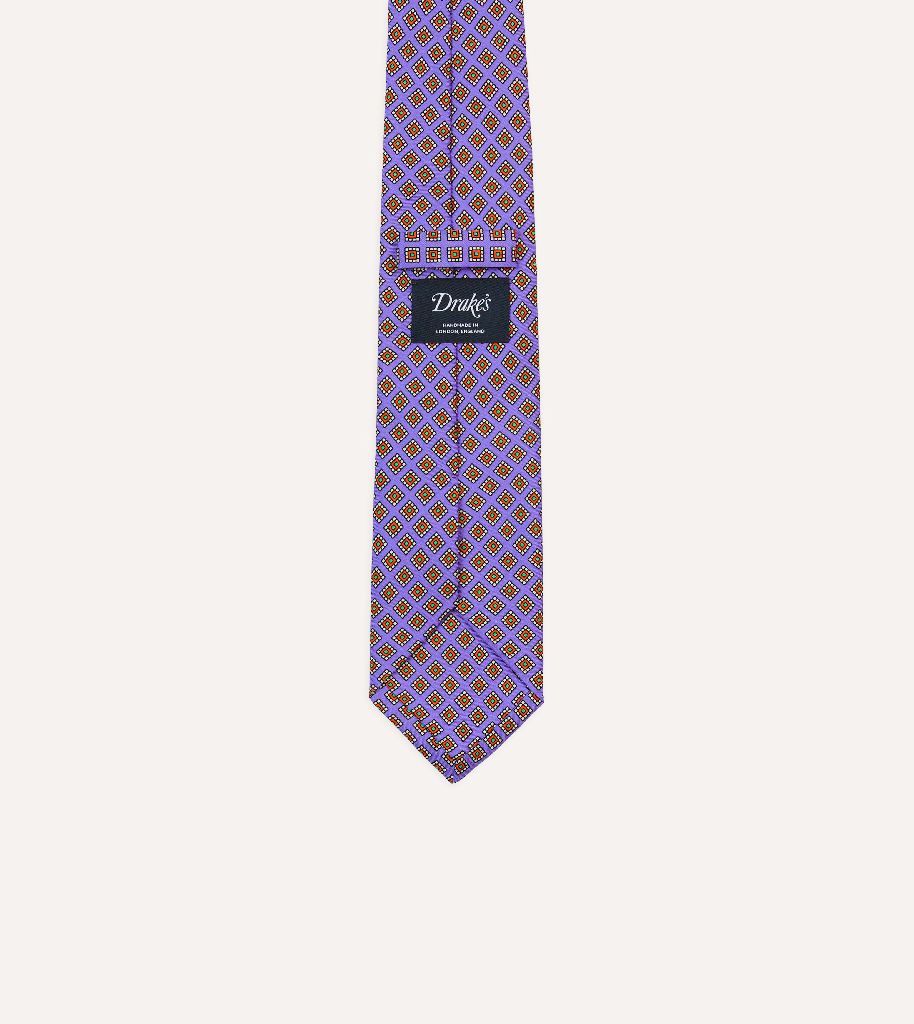 Elegant Purple Square Medallion Self-Tipped Silk Tie for Men - Perfect for Weddings, Business Meetings & Formal Events